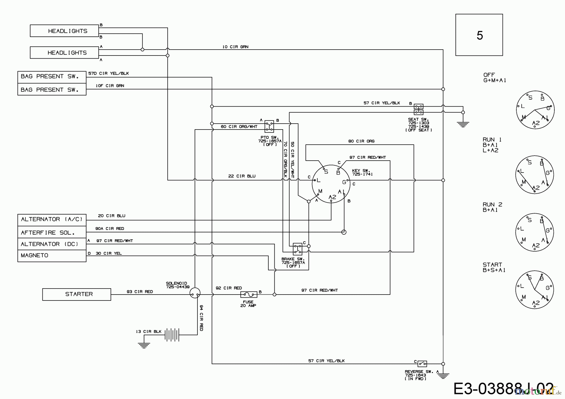  MTD Lawn tractors Smart RE 125 13B776KE600 (2022) Wiring diagram