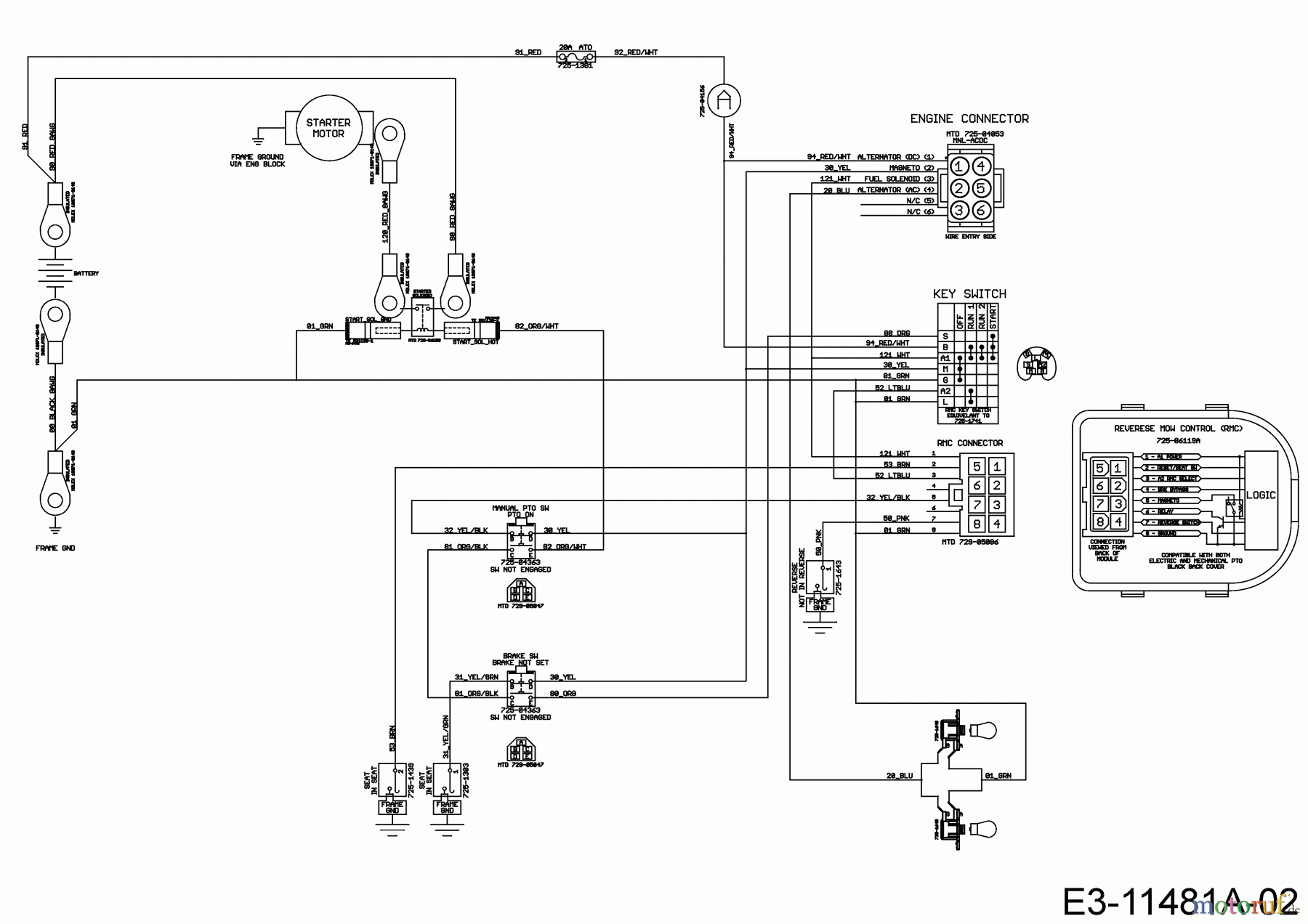  MTD Lawn tractors Optima LG 200 H 13BJ79KG678 (2021) Wiring diagram