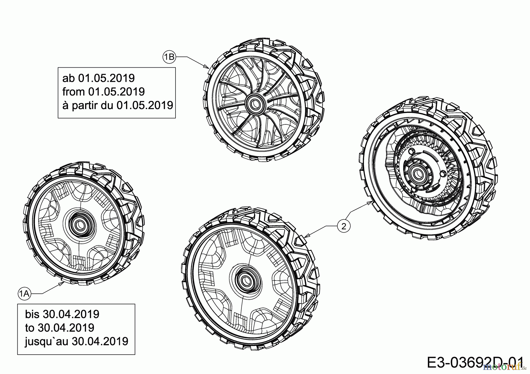 Cub Cadet Petrol mower self propelled LM2 CR46S 12ABTQHQ603 (2019) Wheels