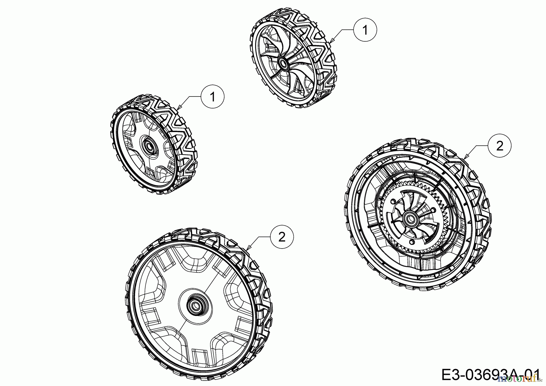 Cub Cadet Petrol mower self propelled LM3 DR53S 12BBPVKC603 (2019) Wheels
