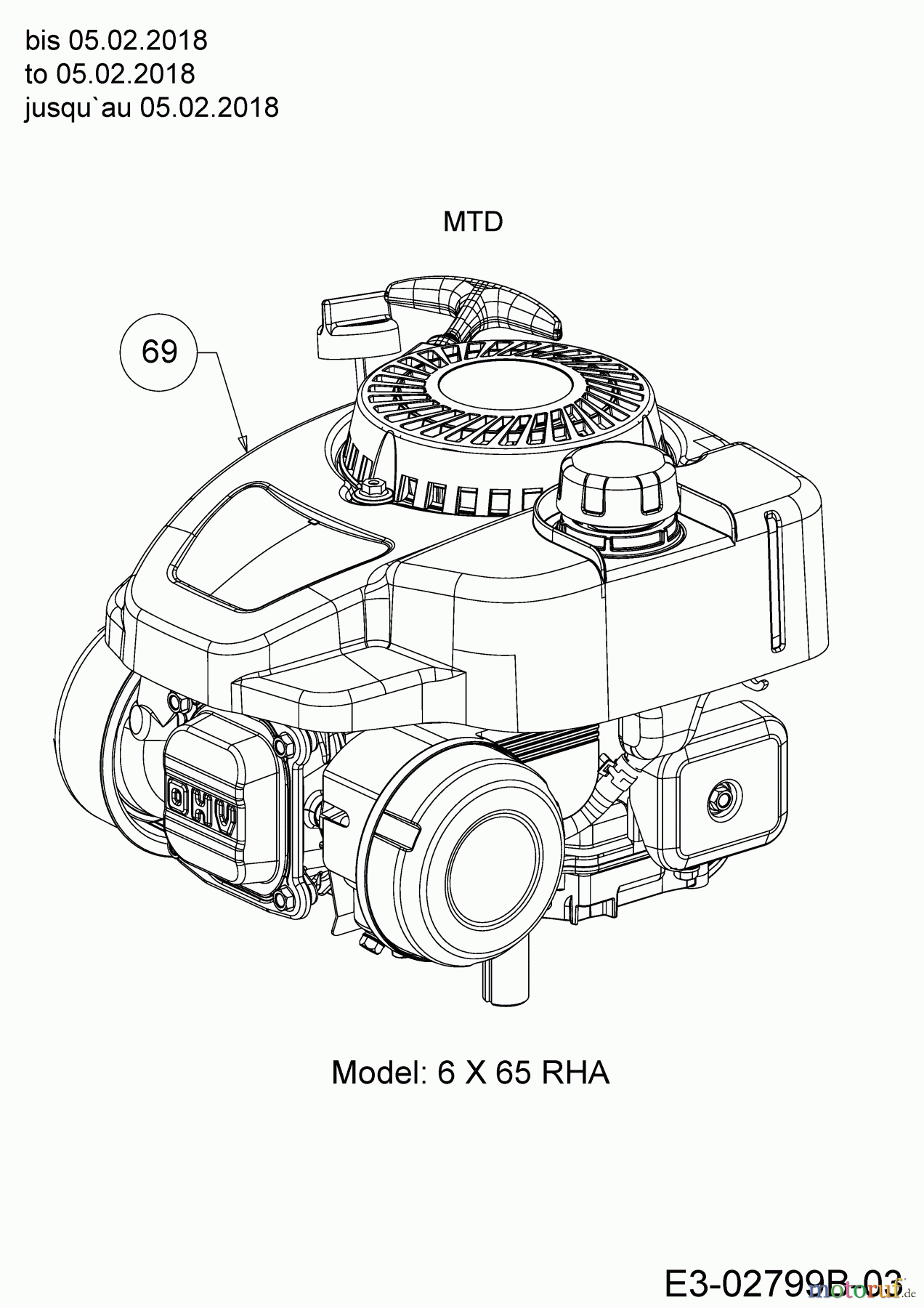 Wolf-Garten Petrol mower self propelled Expert 46 W ES SP 12ACYAS7650 (2018) Engine MTD to 05.02.2018