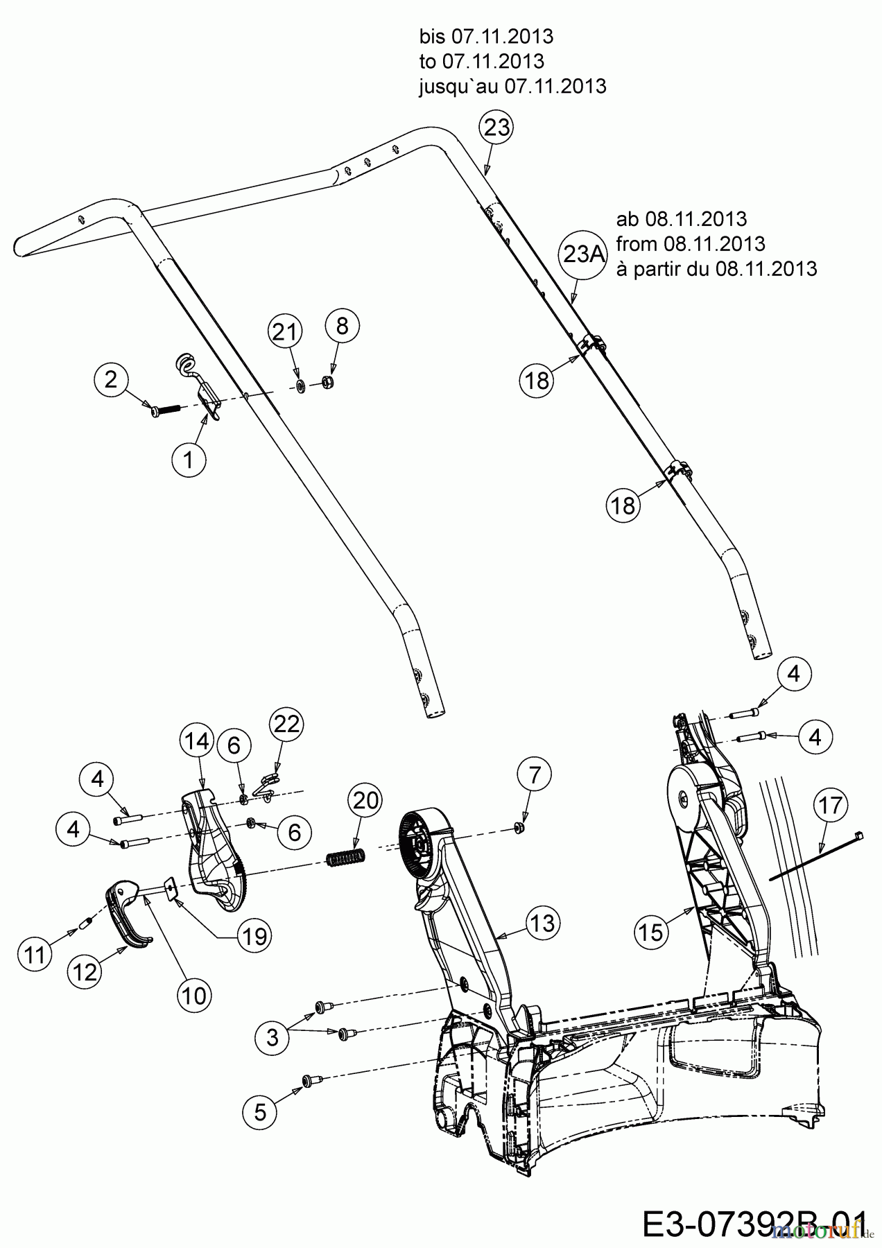  Wolf-Garten Petrol mower self propelled Expert 53 BA V ES 12AGQ56L650  (2013) Handle, from 20.03.2013