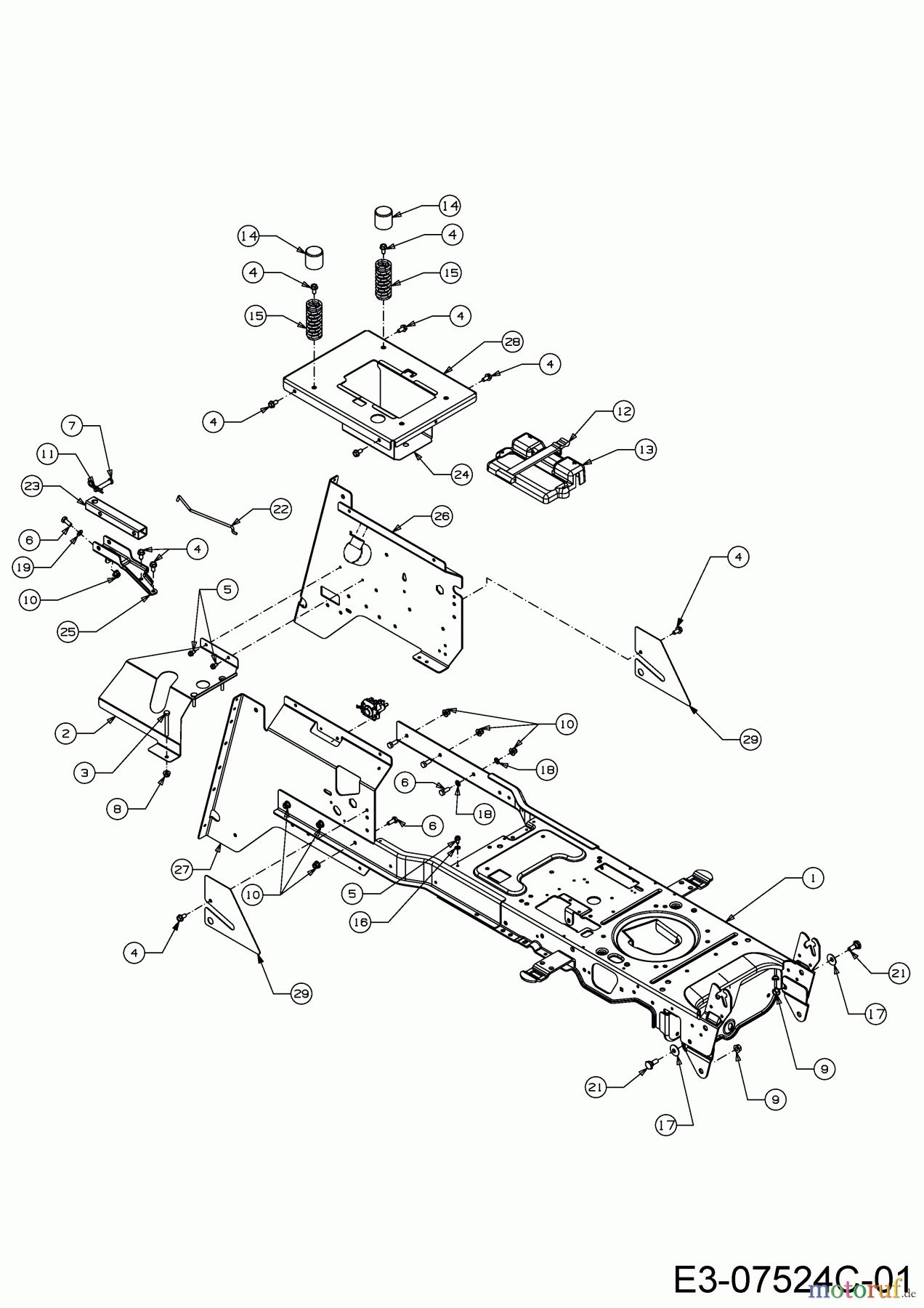 Wolf-Garten Lawn tractors Expert 92.155 H 13HM99WE650 (2016) Rear coupling, Frame