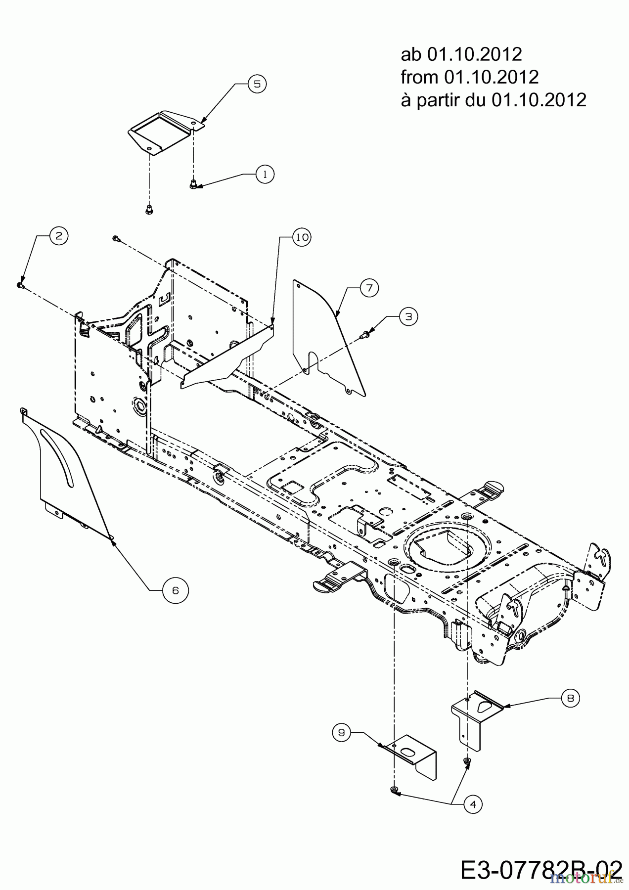 Wolf-Garten Lawn tractors Expert 96.160 H 13AG91WF650 (2012) Covers frame from 01.10.2012