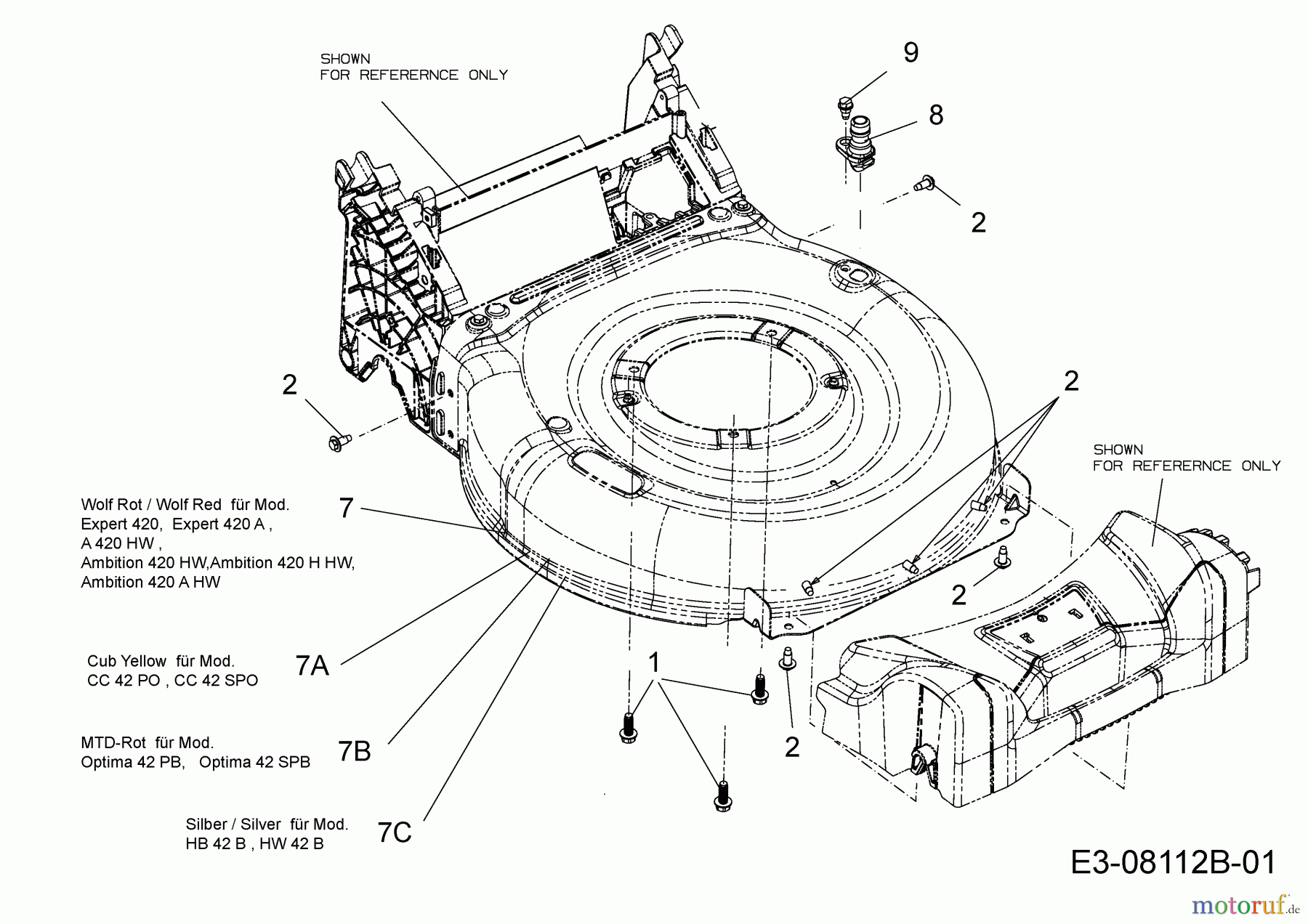 Wolf-Garten Petrol mower Expert 420 11A-LUSC650 (2014) Deck housing