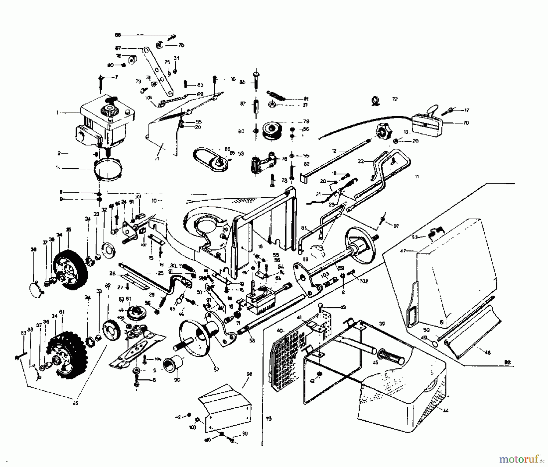  Rotaro Petrol mower self propelled ROTARO  48 S 187-0157  (1987) Basic machine