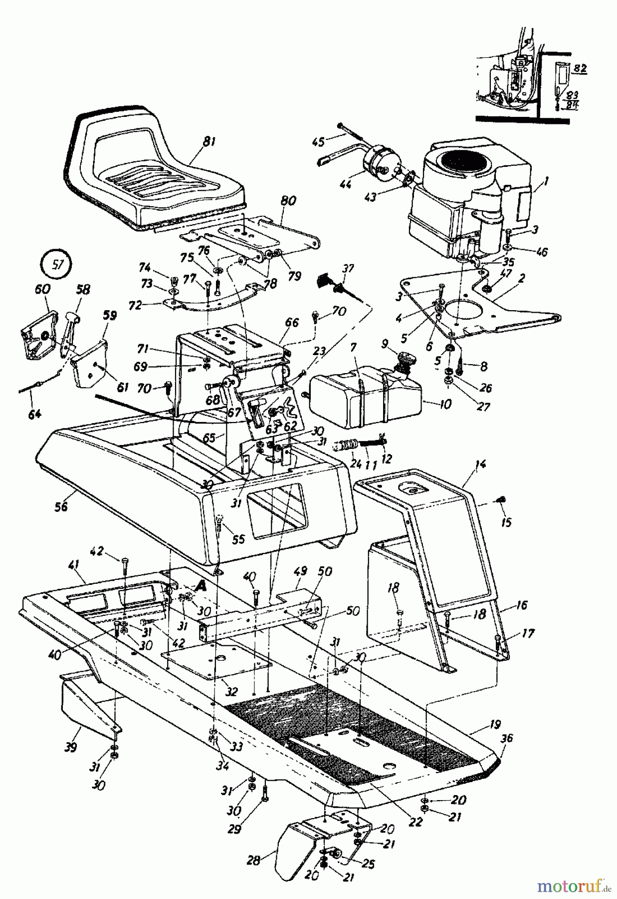  Columbia Lawn tractors 8/760 HA 138-5040  (1988) Frame, Seat, Fender