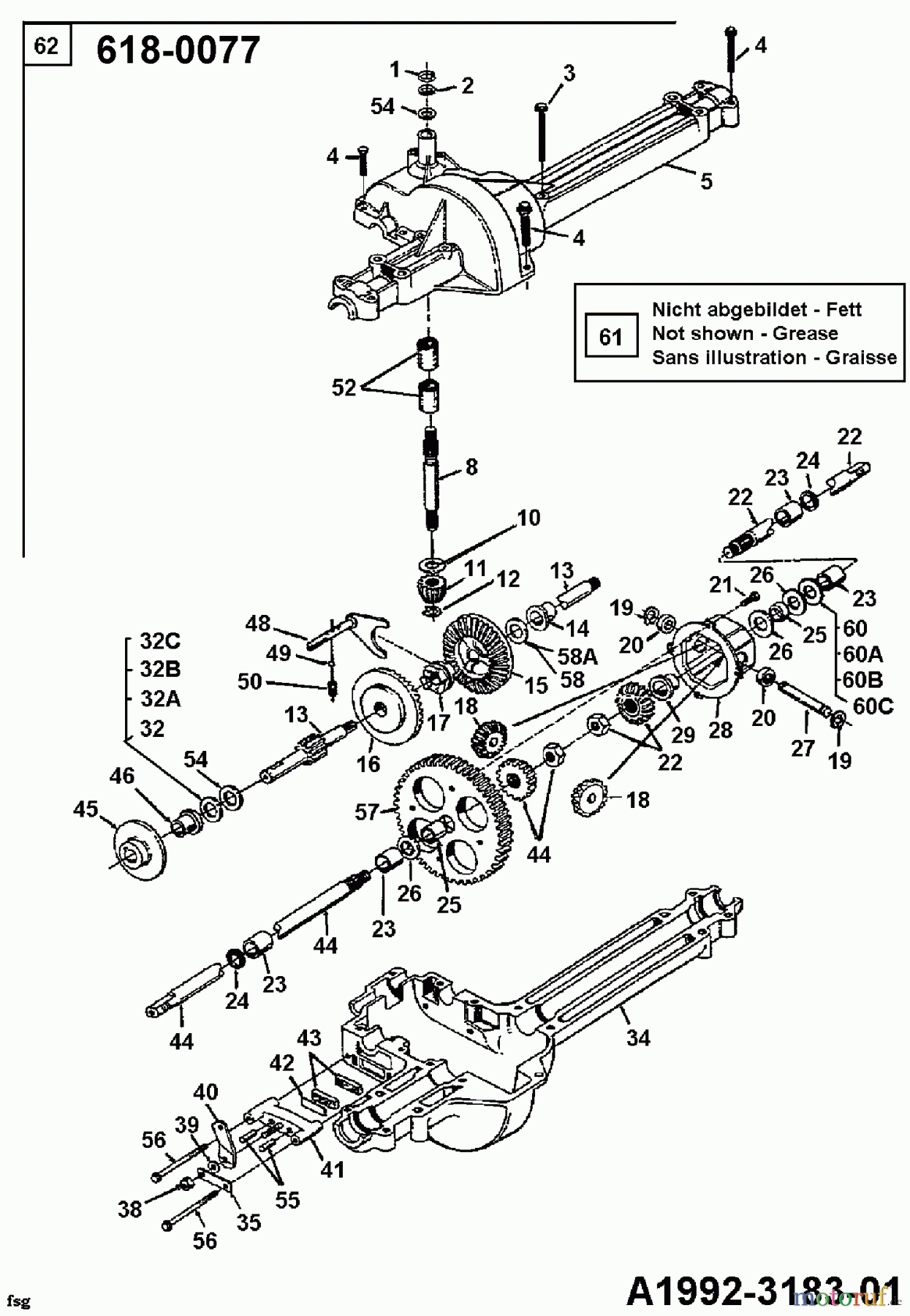  Gardol Lawn tractors 12/91 133I471E668  (1993) Gearbox 618-0077