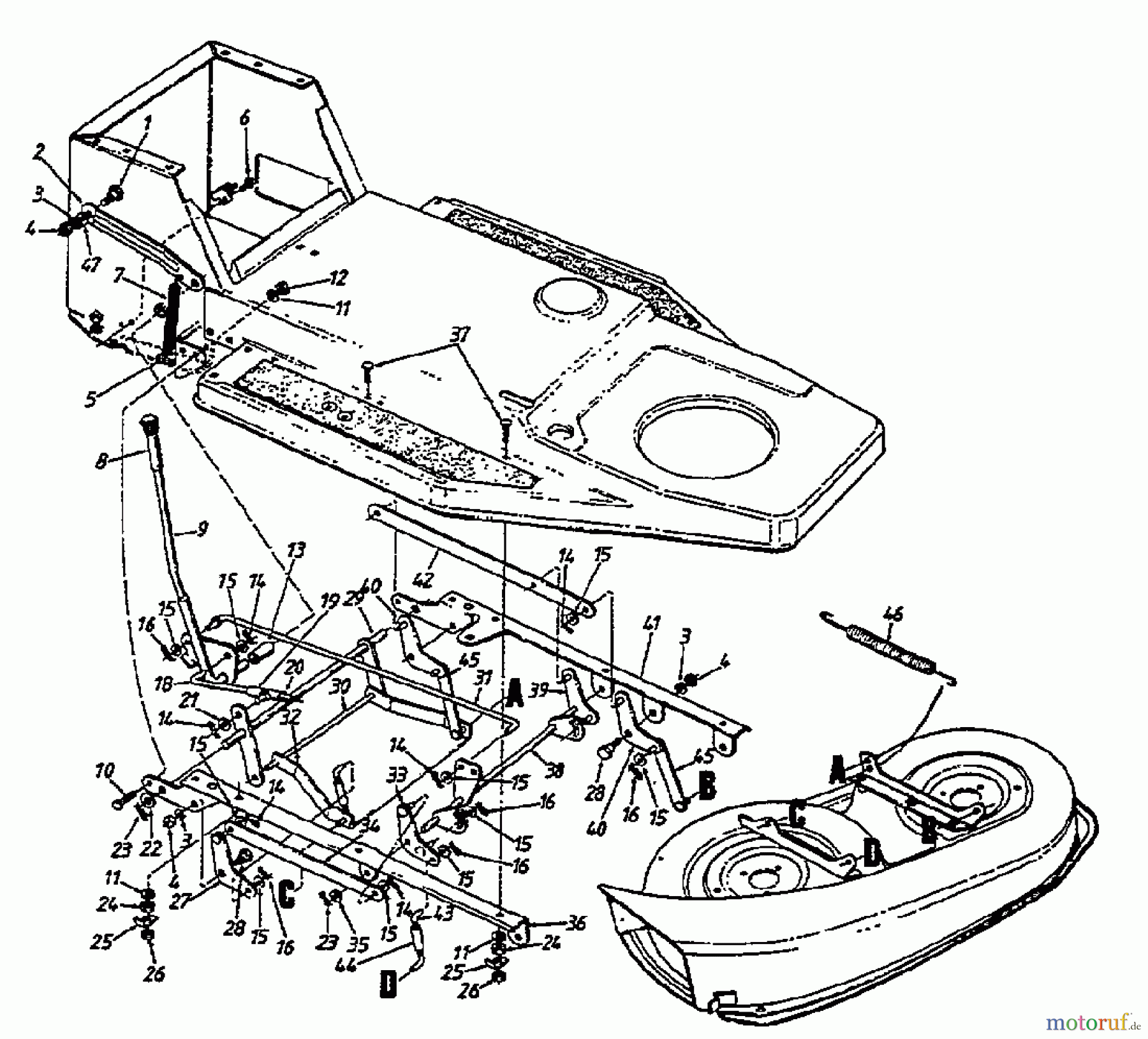  Bauhaus Lawn tractors Gardol Topcut 12/91 133I471E646  (1993) Deck lift