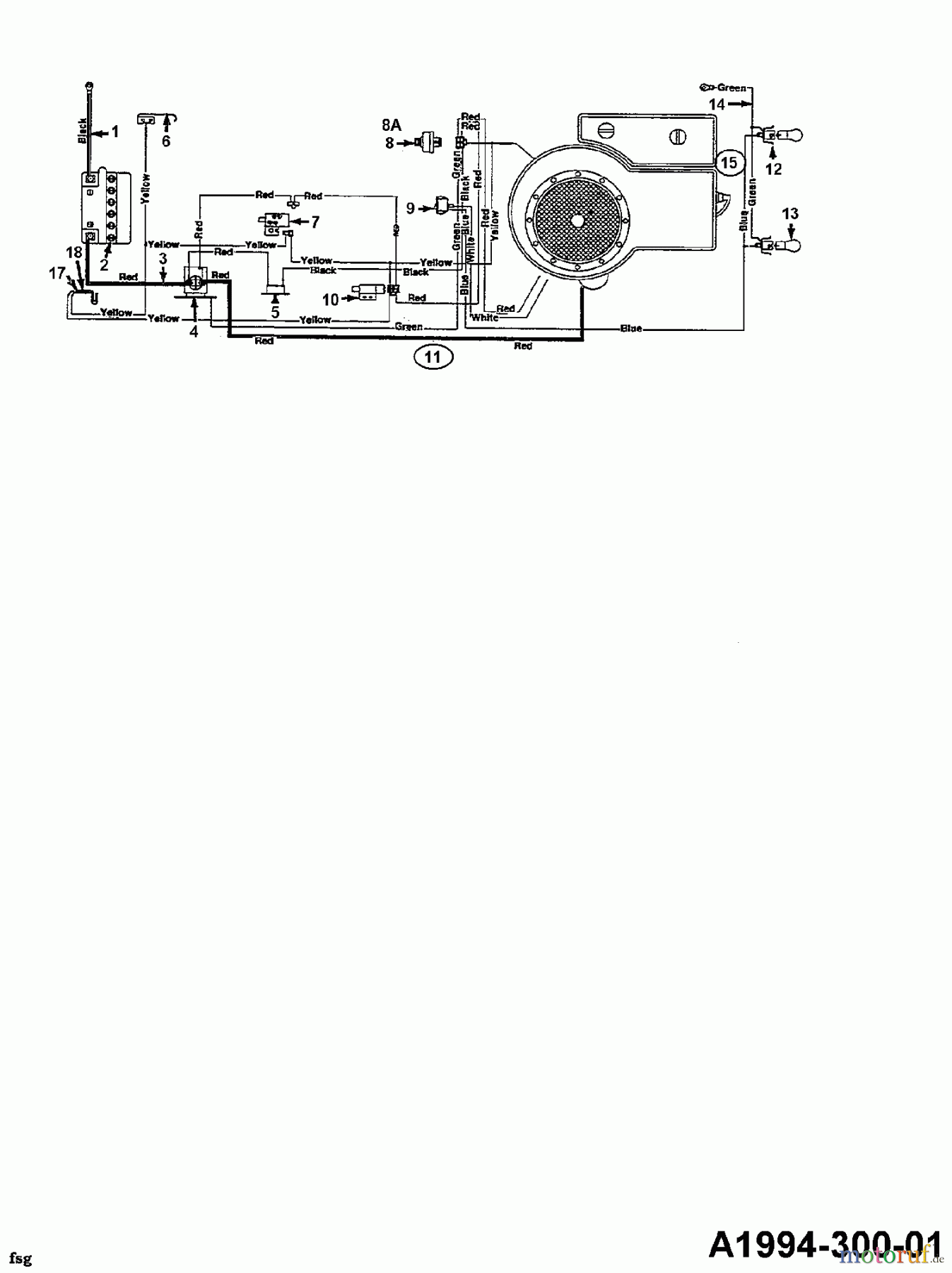  Diana Rasentraktoren T 81 134C352D621  (1994) Schaltplan