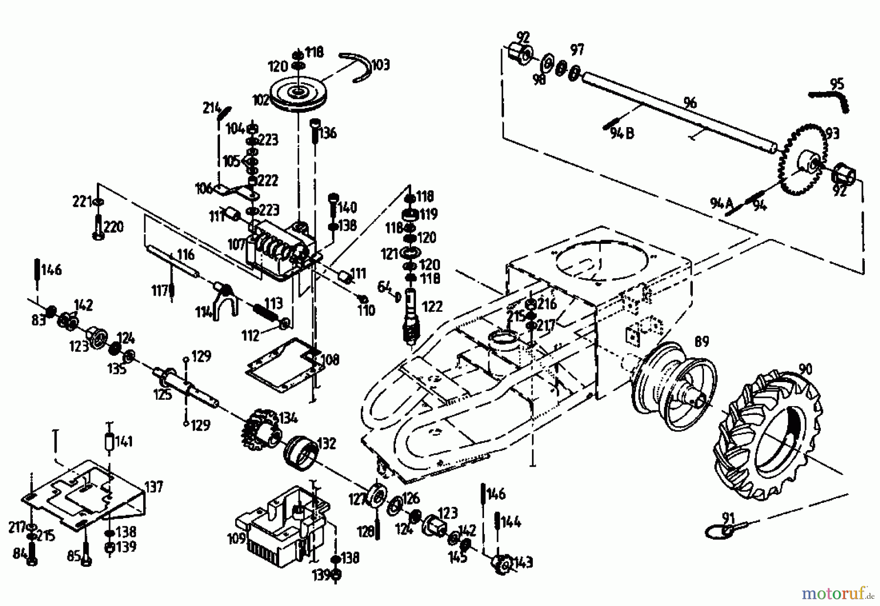 Gutbrod Cutter bar mower BM 710 07515.03  (1994) Gearbox, Wheels