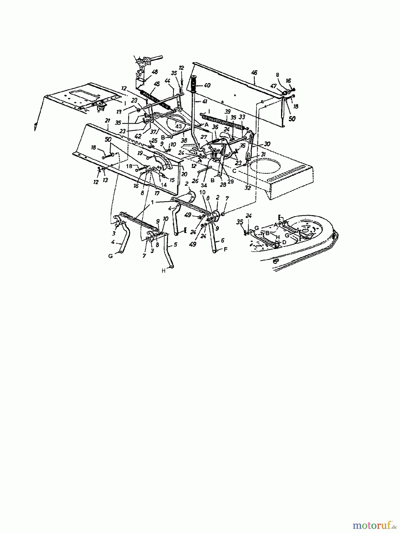  Brill Rasentraktoren (MTD Handelsmarke) Rasentraktoren 76 RTH 134K677C629  (1994) Mähwerksaushebung