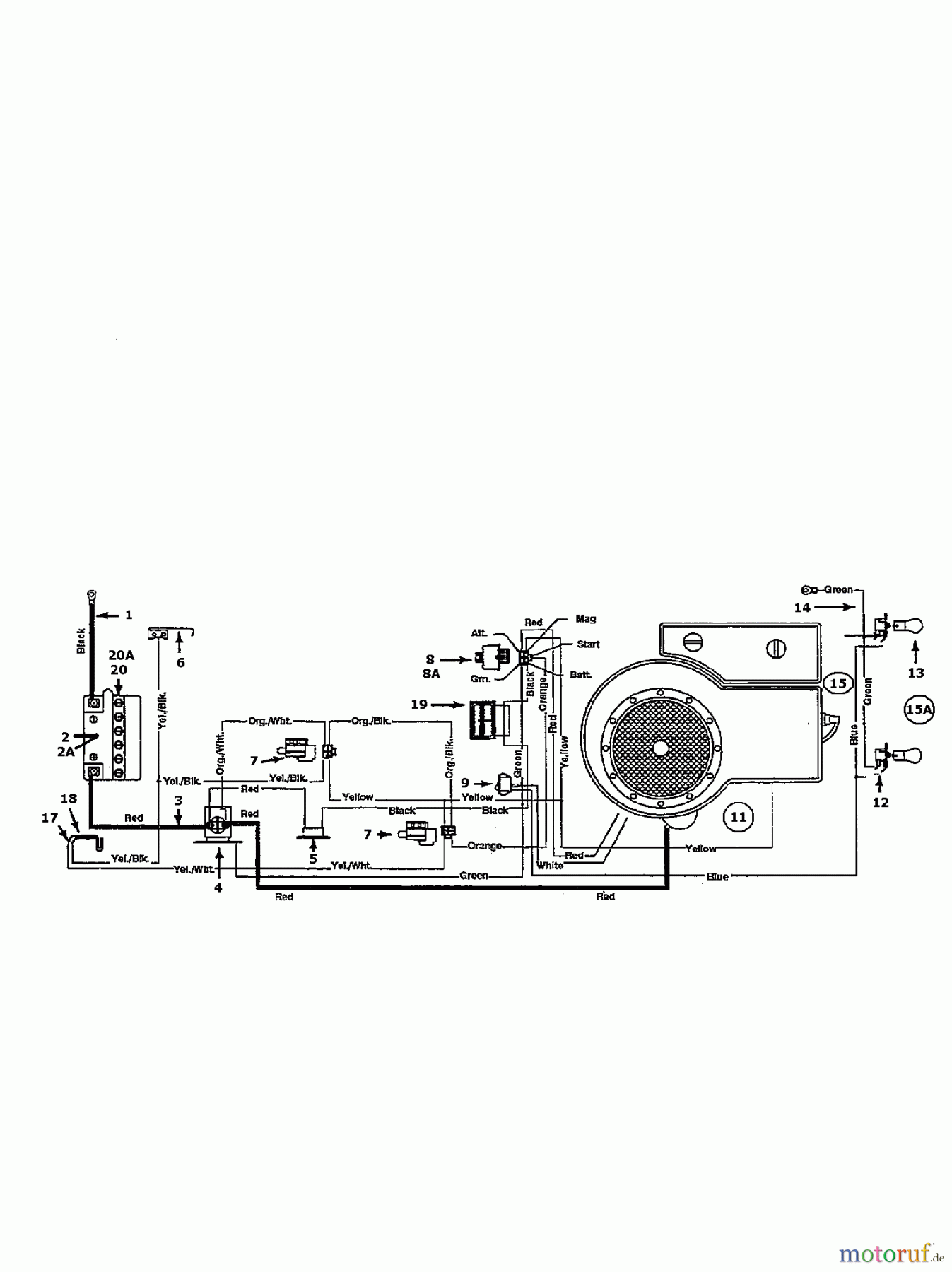  MTD Lawn tractors 11.5/32 136C450D678  (1996) Wiring diagram single cylinder