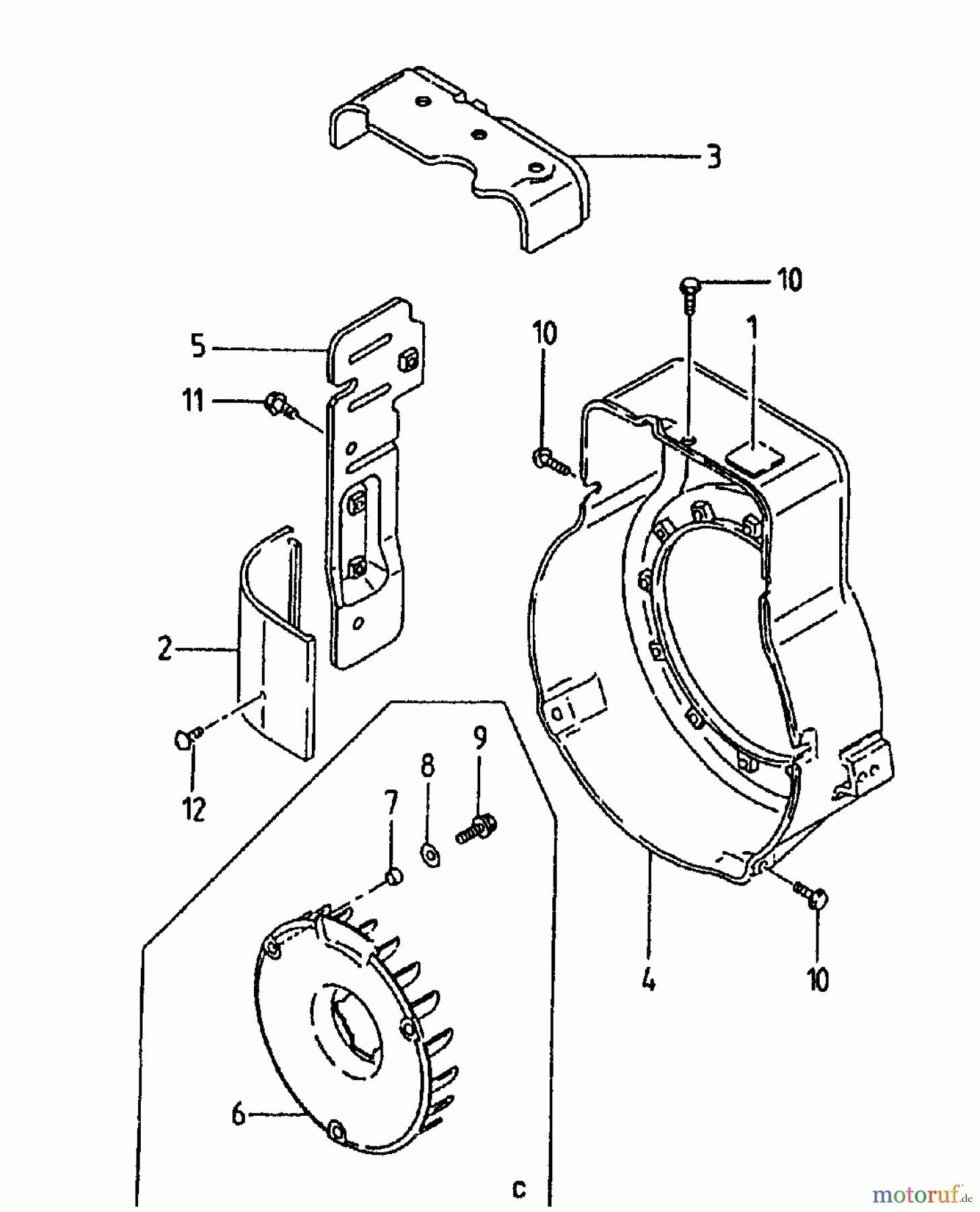 Gutbrod Tillers MB 62-52 K 07518.03 (1996) Blower housing, Flywheel