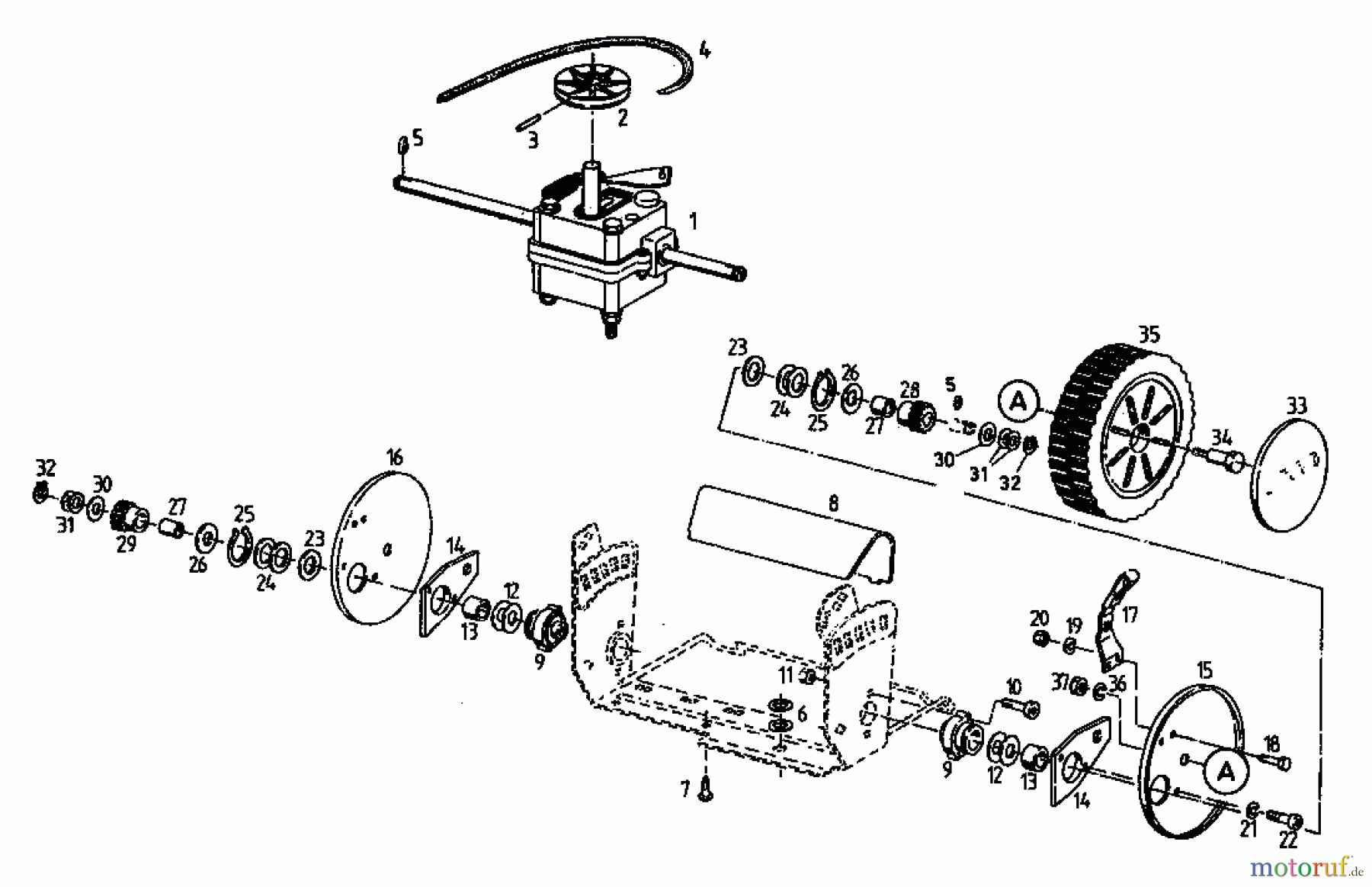  Golf Petrol mower self propelled Golf BRL 5 04054.03  (1996) Gearbox, Wheels, Cutting hight adjustment