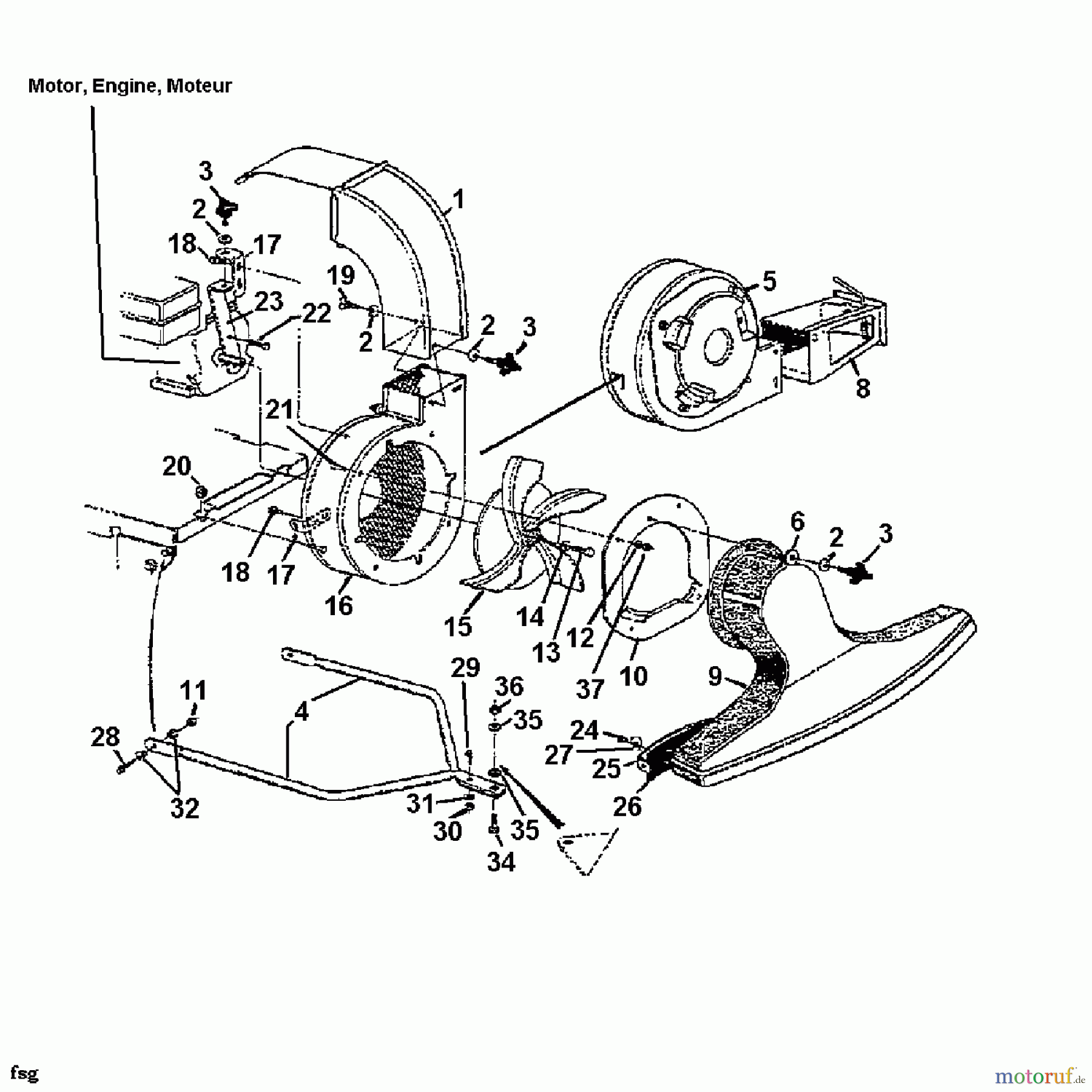  MTD Leaf blower, Blower vac Vacu-Jet-Star 244-685-678  (1994) Nozzle, Hopper