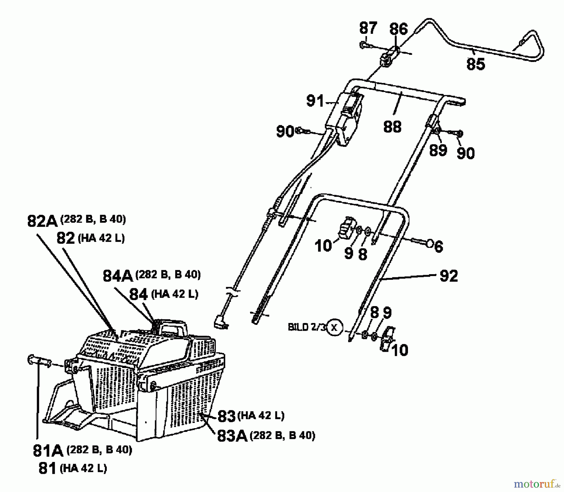 Gutbrod Battery mower HA 42 L 04040.01  (1997) Grass box, Handle
