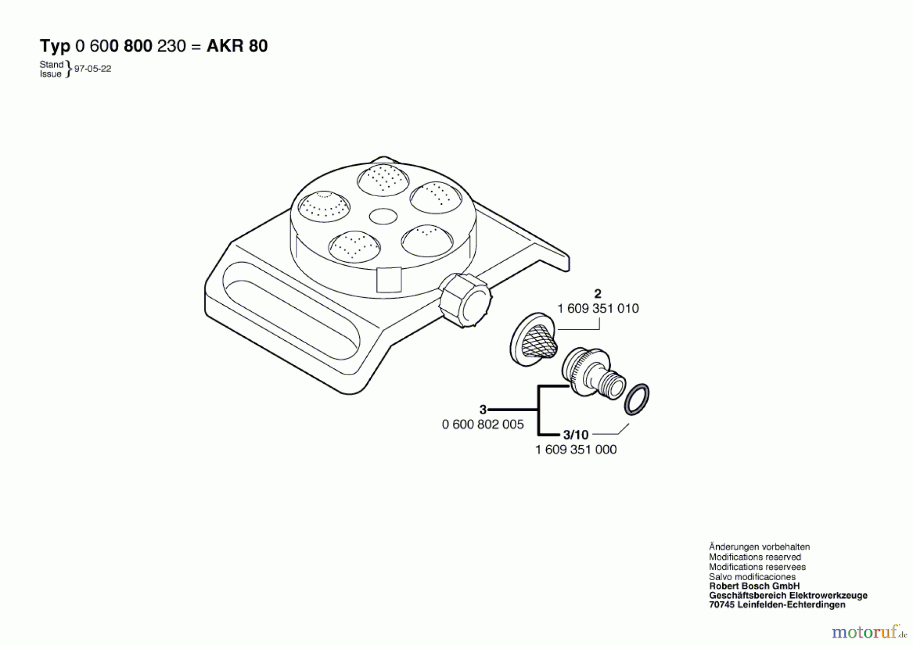 Bosch Wassertechnik Sprühregner AKR 80 Seite 1