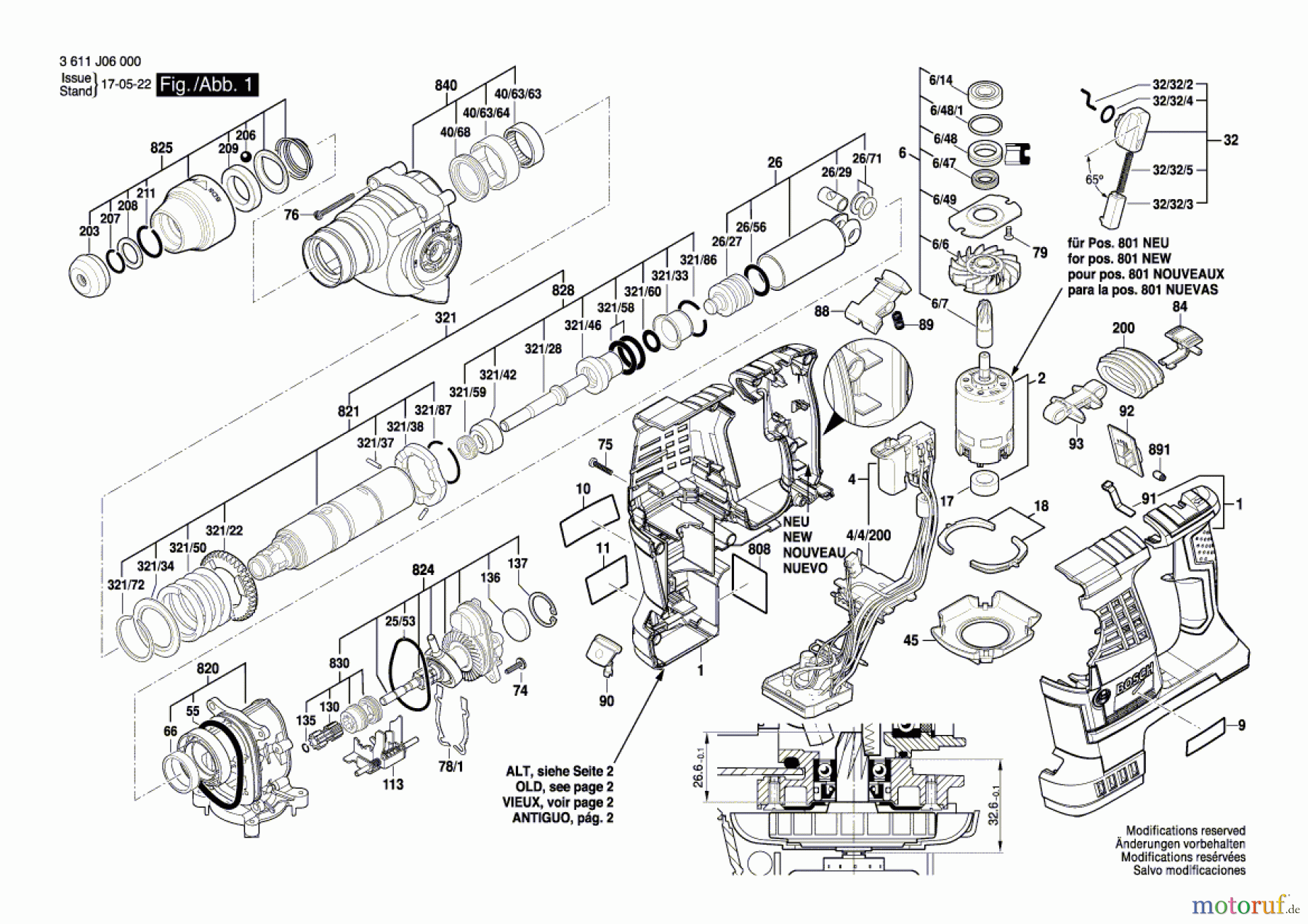  Bosch Akku Werkzeug Akku-Bohrhammer GBH 36 V-LI Seite 1