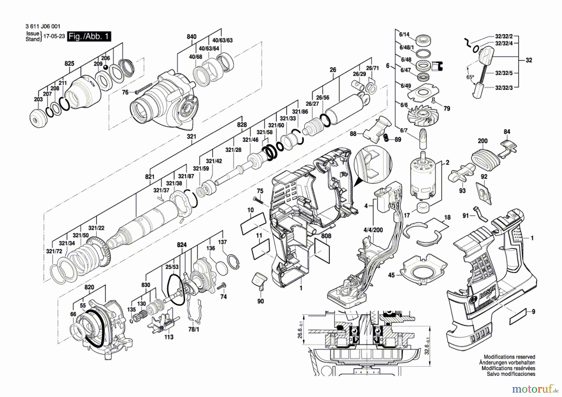  Bosch Akku Werkzeug Akku-Bohrhammer GBH 36 V-LI Plus Seite 1