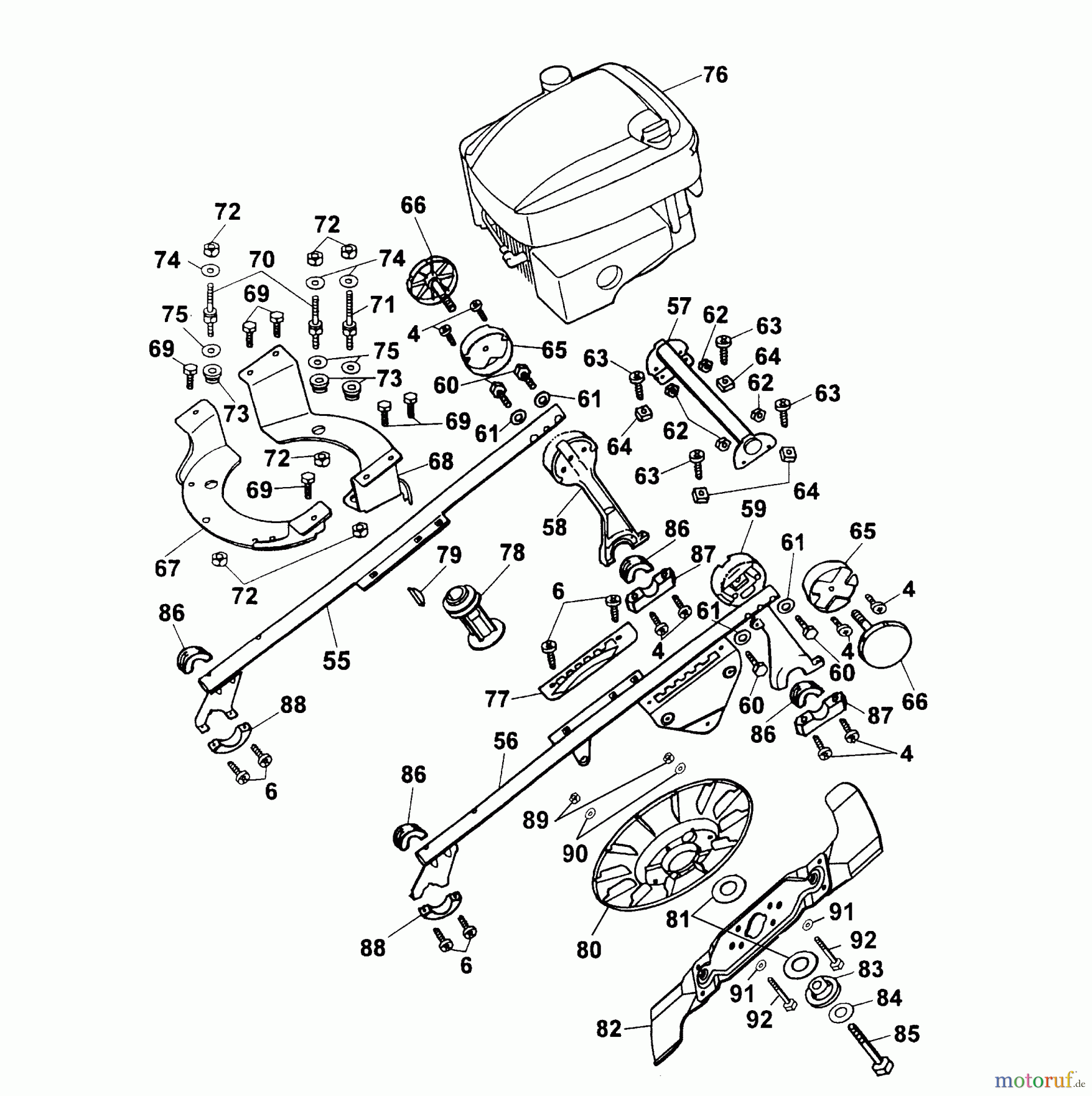  Wolf-Garten Petrol mower Concept 43 BPP 4342000 Series B-E  (2003) Frame, Blade, Motor