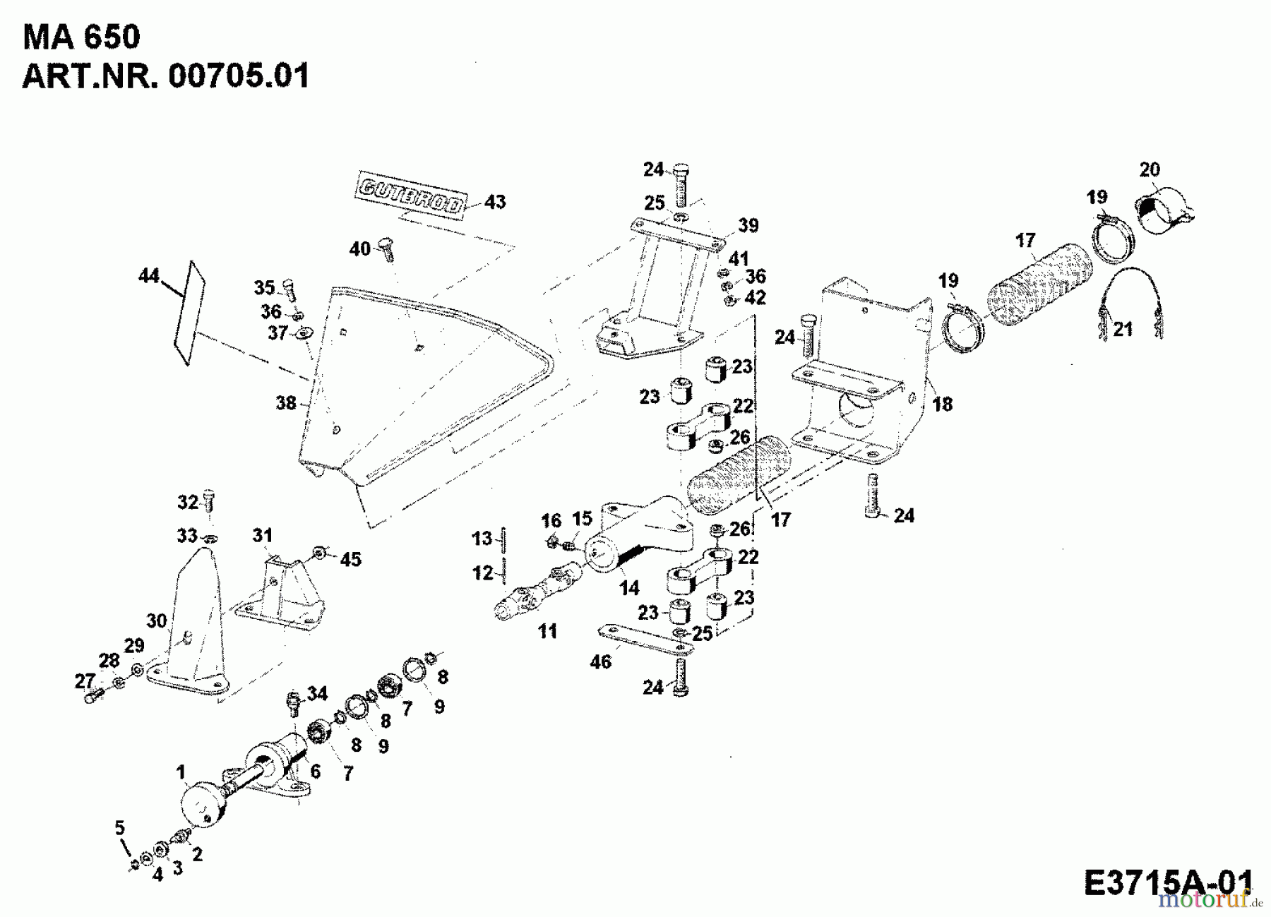  MTD Accessories Accessories multi purpose two wheel tractor Central mower drive MA 650 for 550-750 00705.01  (1989) Basic machine
