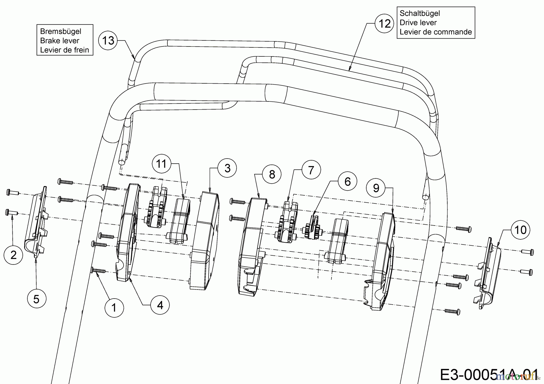  WOLF-Garten Expert Petrol mower self propelled Expert 53 B S 12A-ZA7F650  (2018) Brake lever, Drive lever