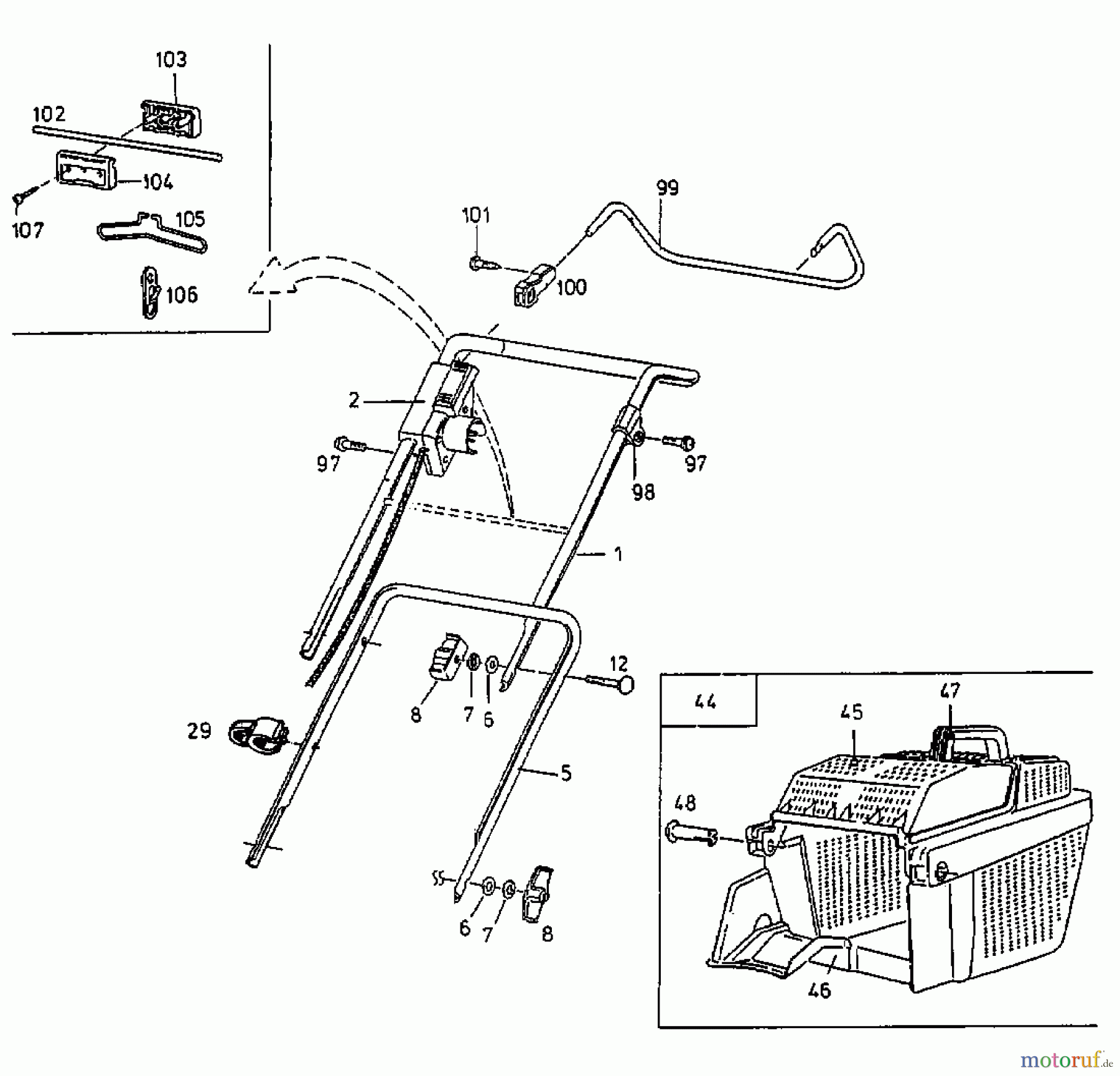  Gutbrod Electric mower HE 42 L 18A-L5F-604  (1998) Grass box, Handle