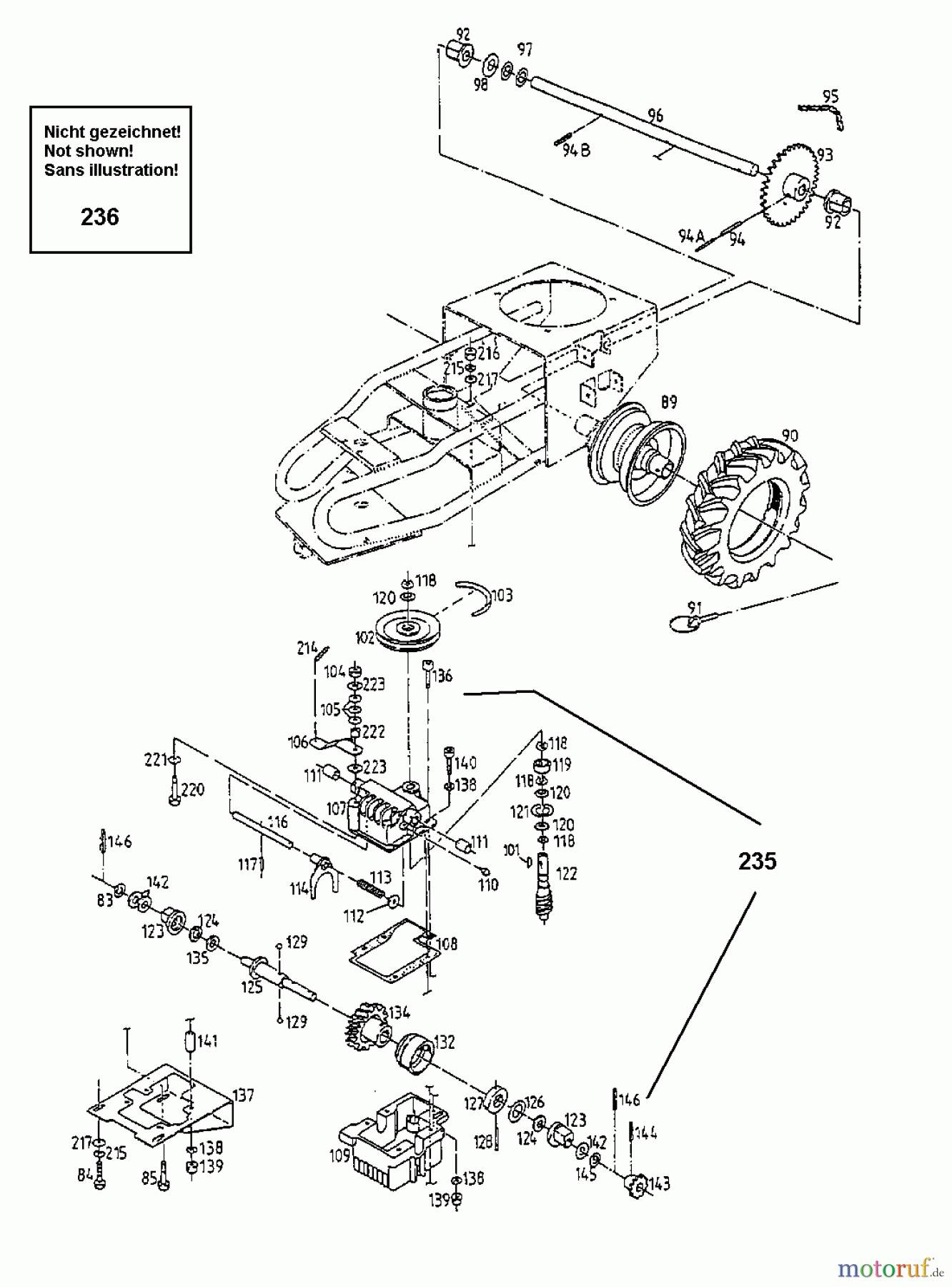  Gutbrod Cutter bar mower BM 710 17A-710-604  (2000) Gearbox, Wheels