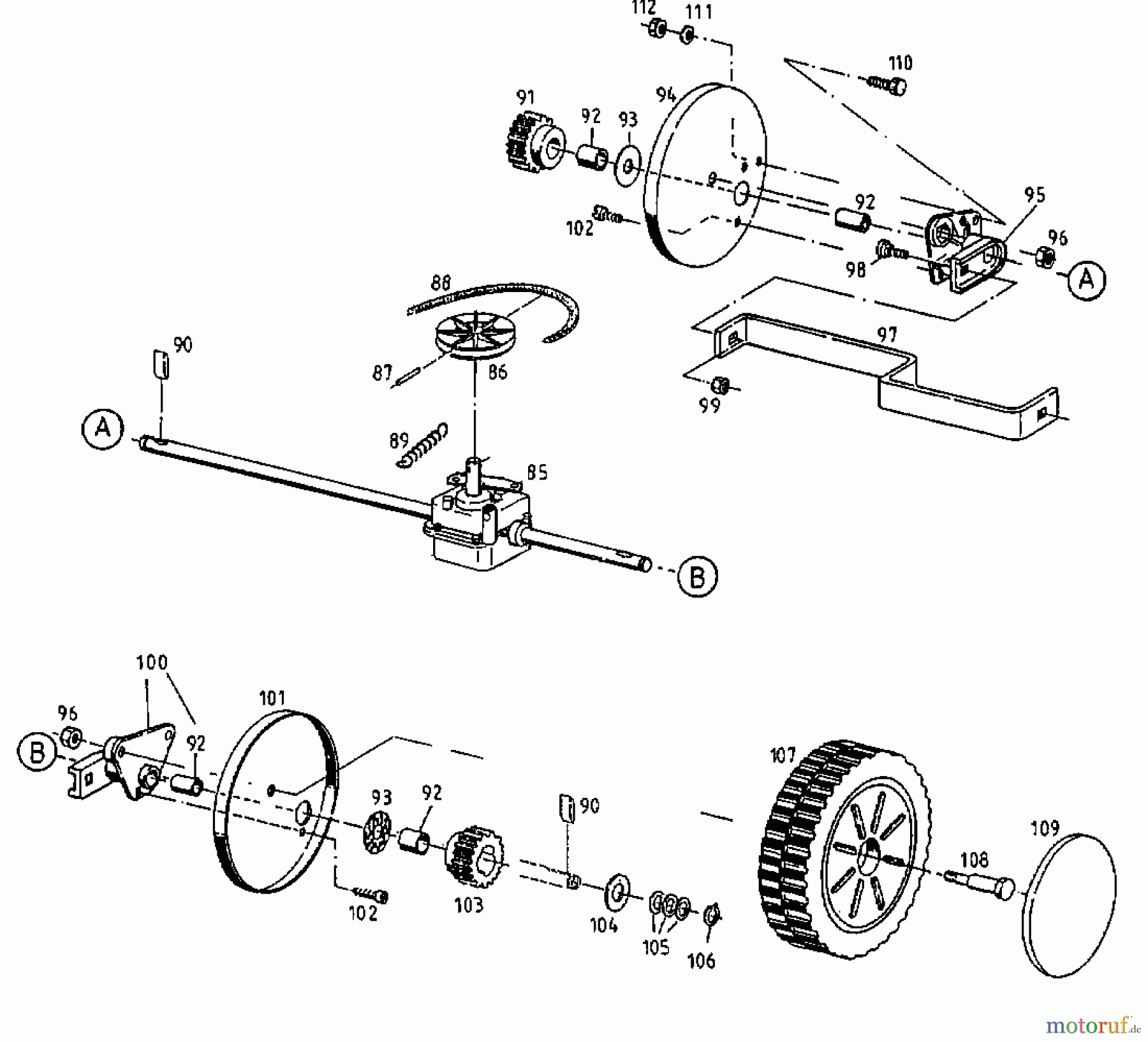  MTD Petrol mower self propelled GES 45 CE 12AET31W678  (1998) Gearbox, Wheels