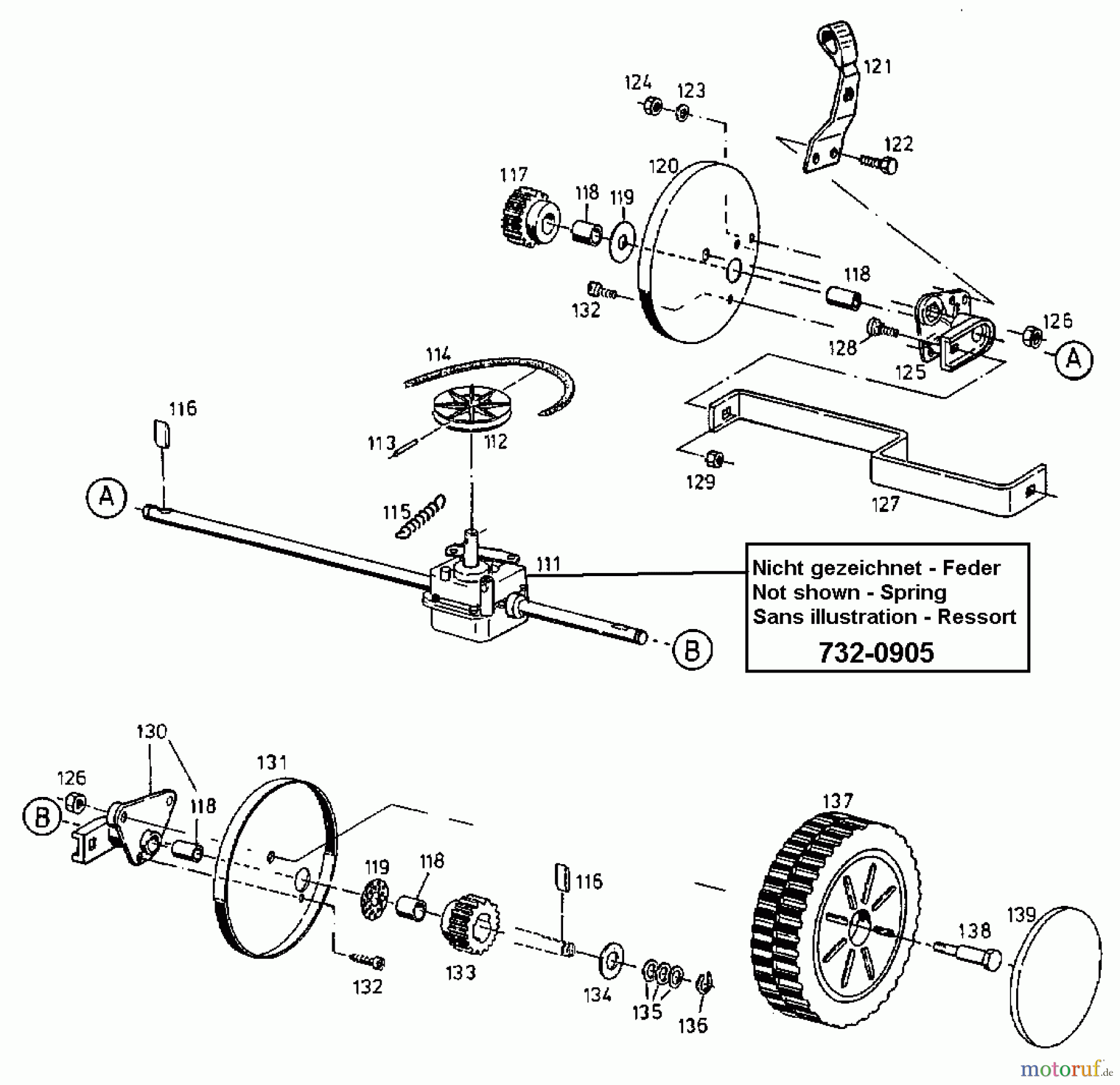  Gutbrod Petrol mower self propelled HB 48 RE 12AET12Y604  (1998) Gearbox, Wheels