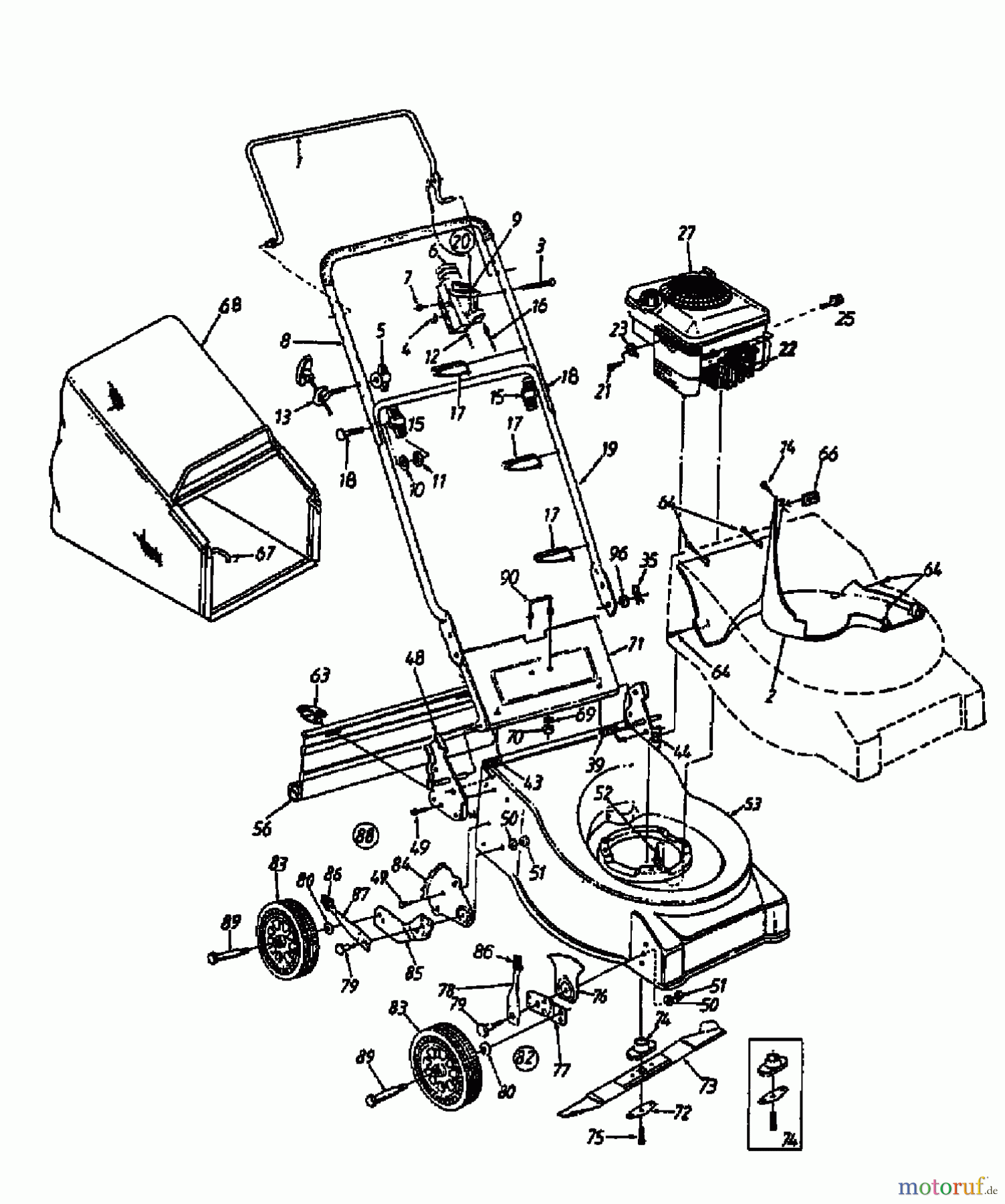  Lawnflite Petrol mower 383 P 11A-662A611  (1998) Basic machine