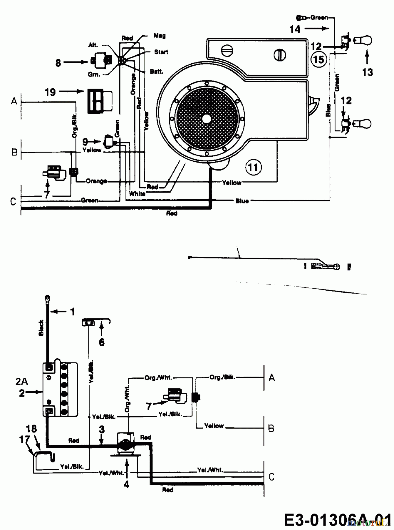  Hvc Lawn tractors L 455 F 13AL455F609  (1998) Wiring diagram single cylinder