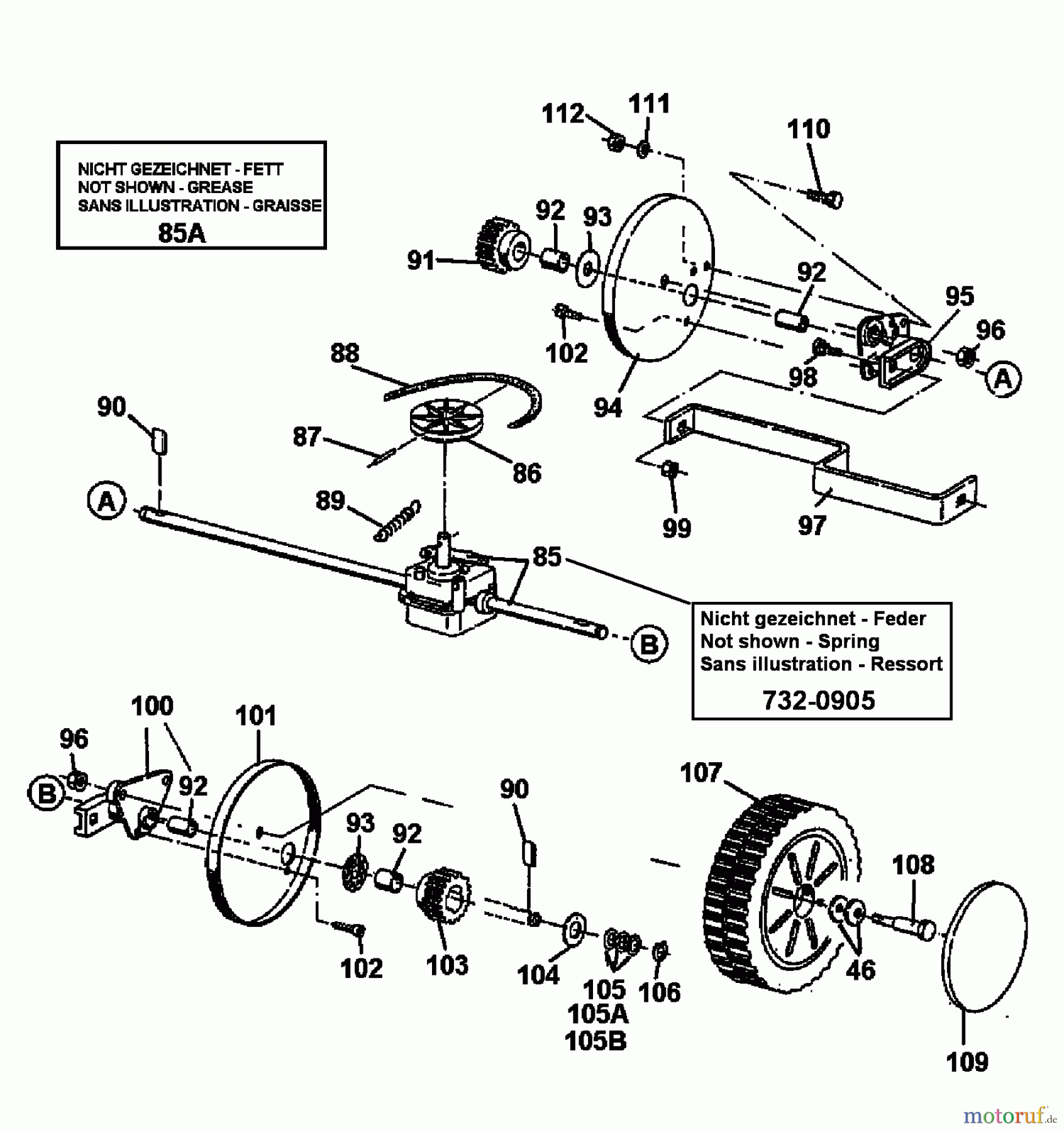  Gutbrod Petrol mower self propelled HB 48 RLH 12A-T59Y604  (1999) Gearbox, Wheels