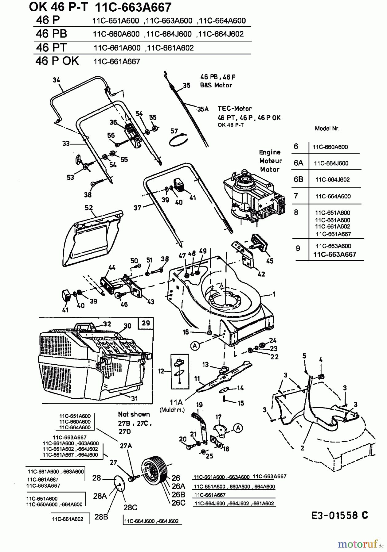  MTD Petrol mower 46 PT 11C-661A600  (2003) Basic machine