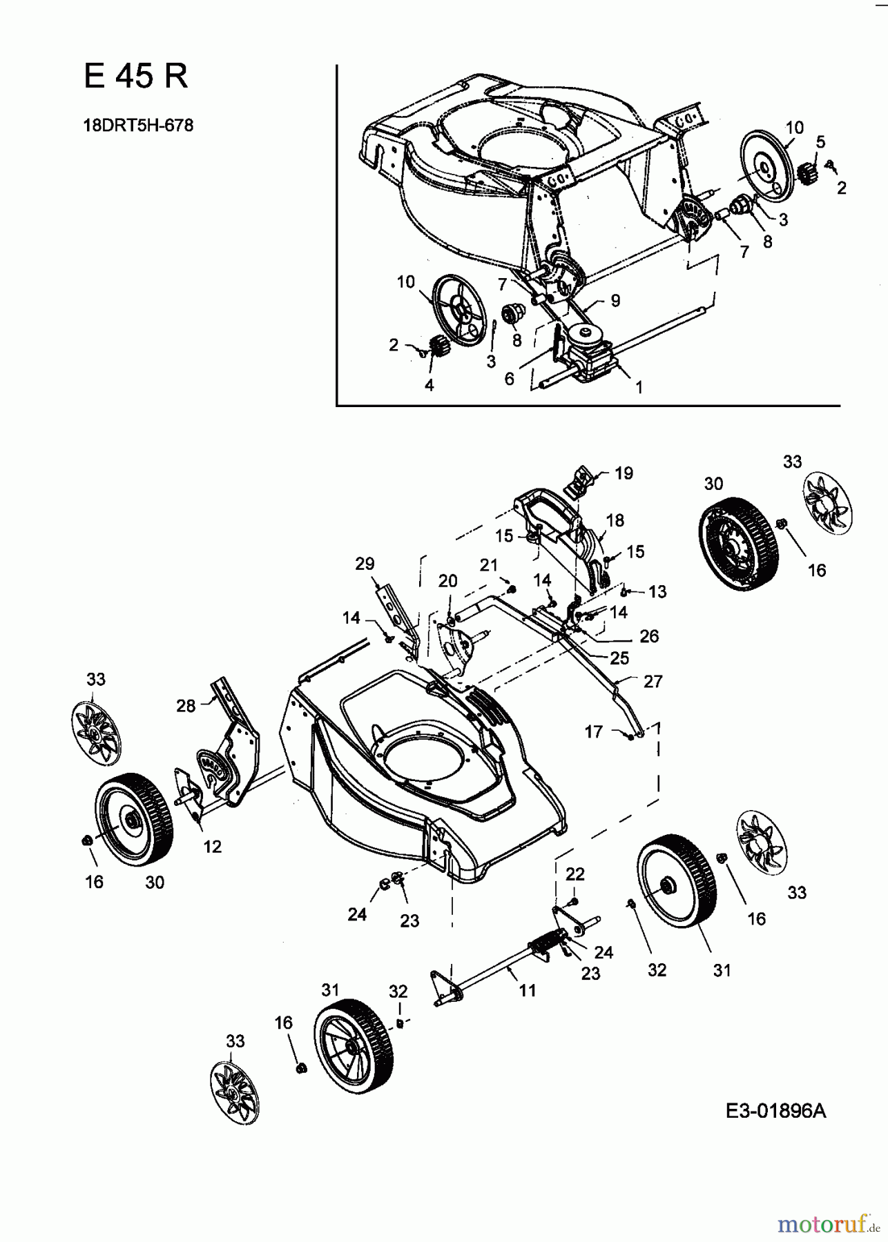  MTD Electric mower self propelled E 45 R 18DRT5H-678  (2004) Axles, Gearbox, Wheels