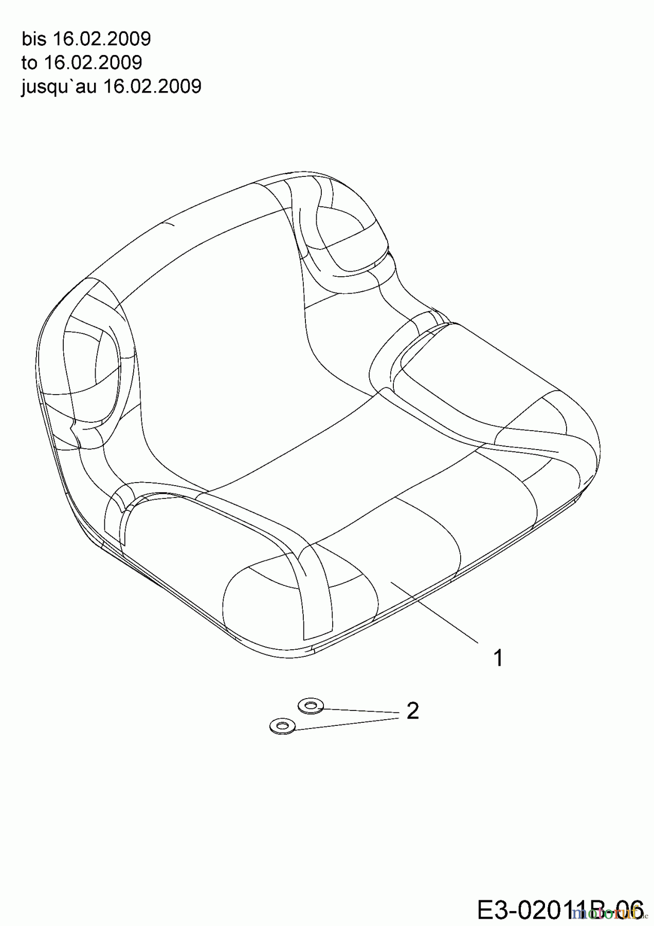 Mastercut Lawn tractors Mastercut 96 13AH761F659 (2009) Seat to 16.02.2009