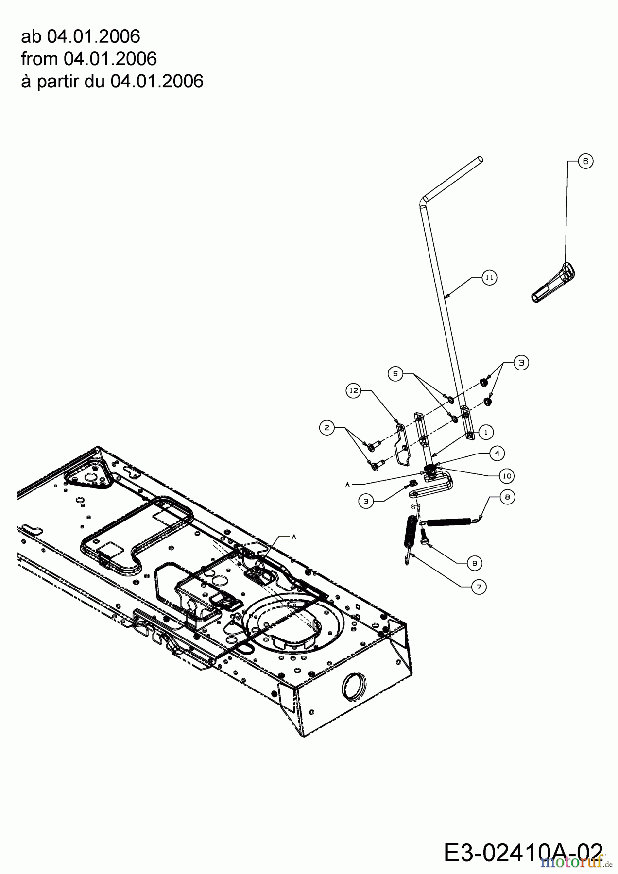  Cub Cadet Lawn tractors CC 1020 RD 13AE51CN630  (2006) Deck engagement from 04.01.2006