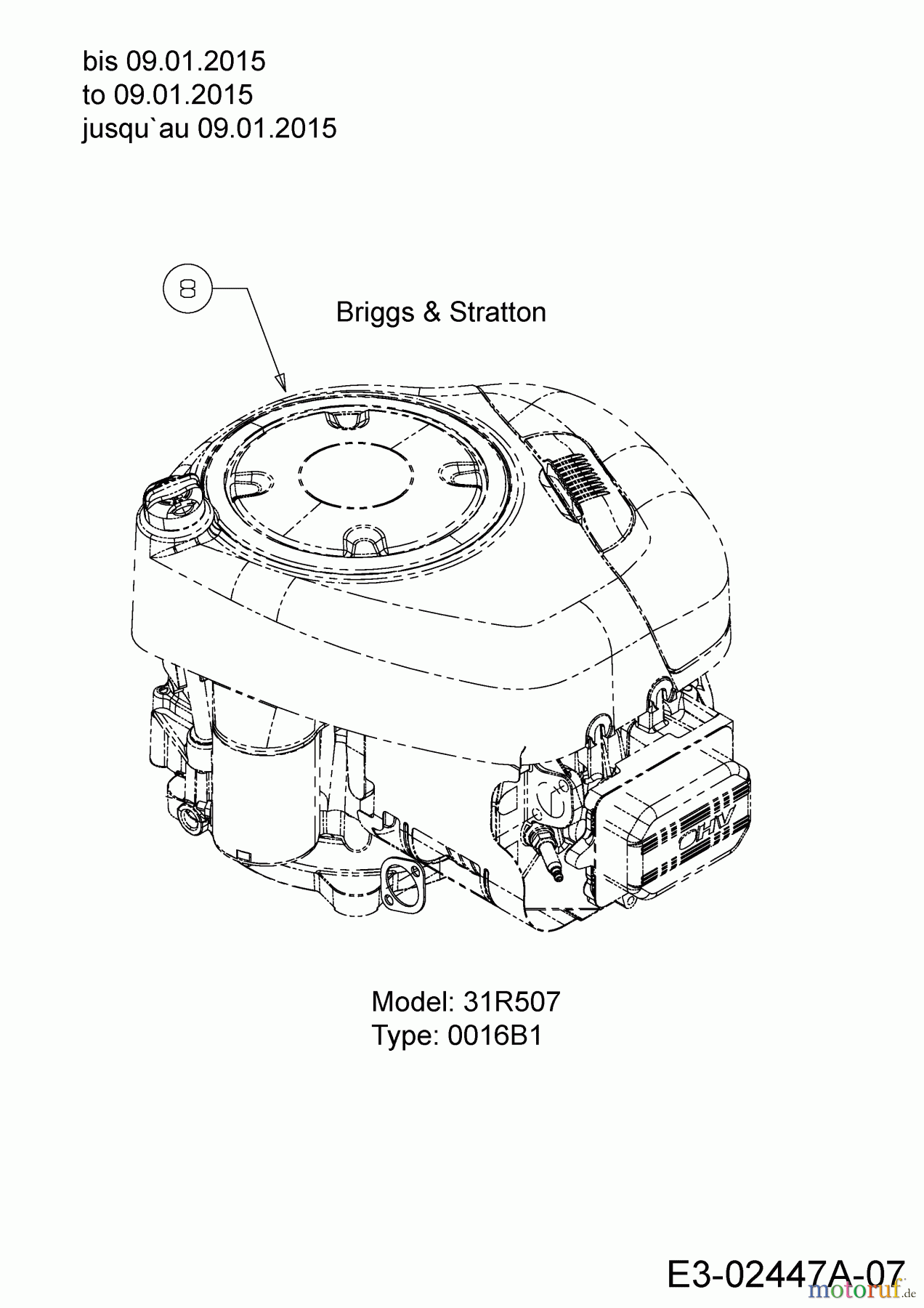  Mastercut Lawn tractors Mastercut 92-155 to 2016 13HM771E659  (2015) Engine Briggs & Stratton to 09.01.2015