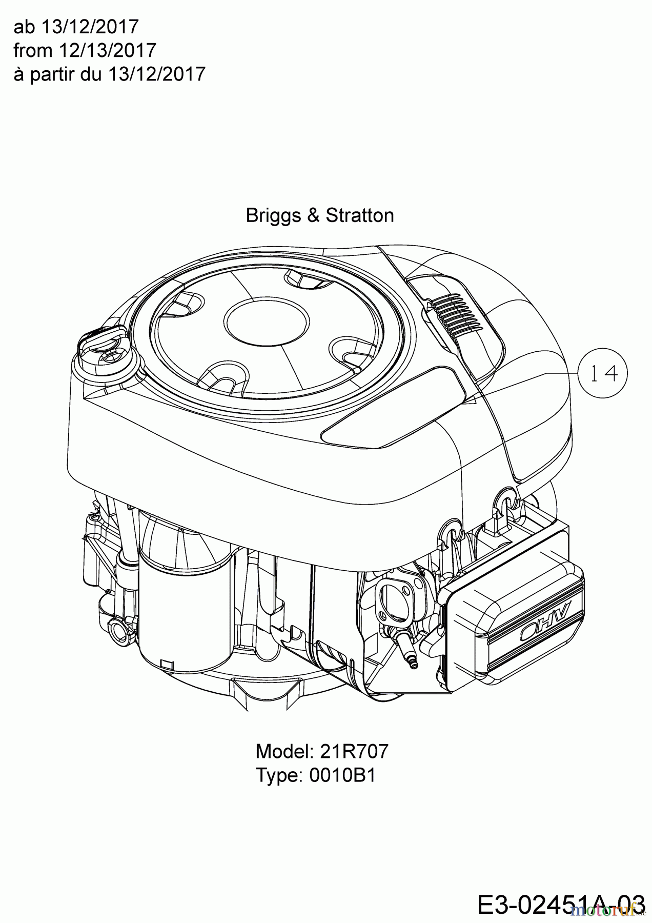  MTD Lawn tractors 115/92 B 13IH761E600  (2018) Engine Briggs & Stratton til 12/13/2017