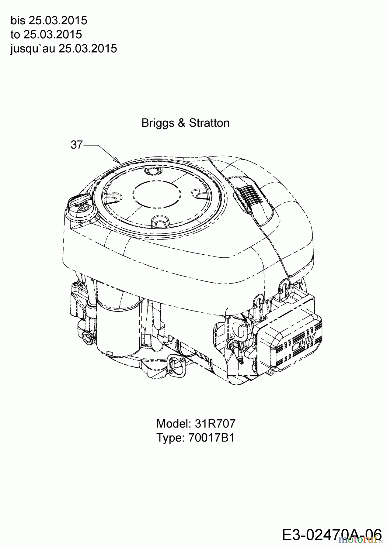  Black Edition Lawn tractors 175-92 13HN777E615  (2015) Engine Briggs & Stratton to 25.03.2015
