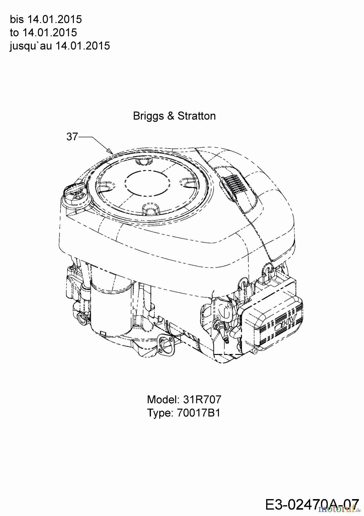 Black Edition Lawn tractors 175-96 13HN777F615 (2015) Engine Briggs & Stratton to 14.01.2015