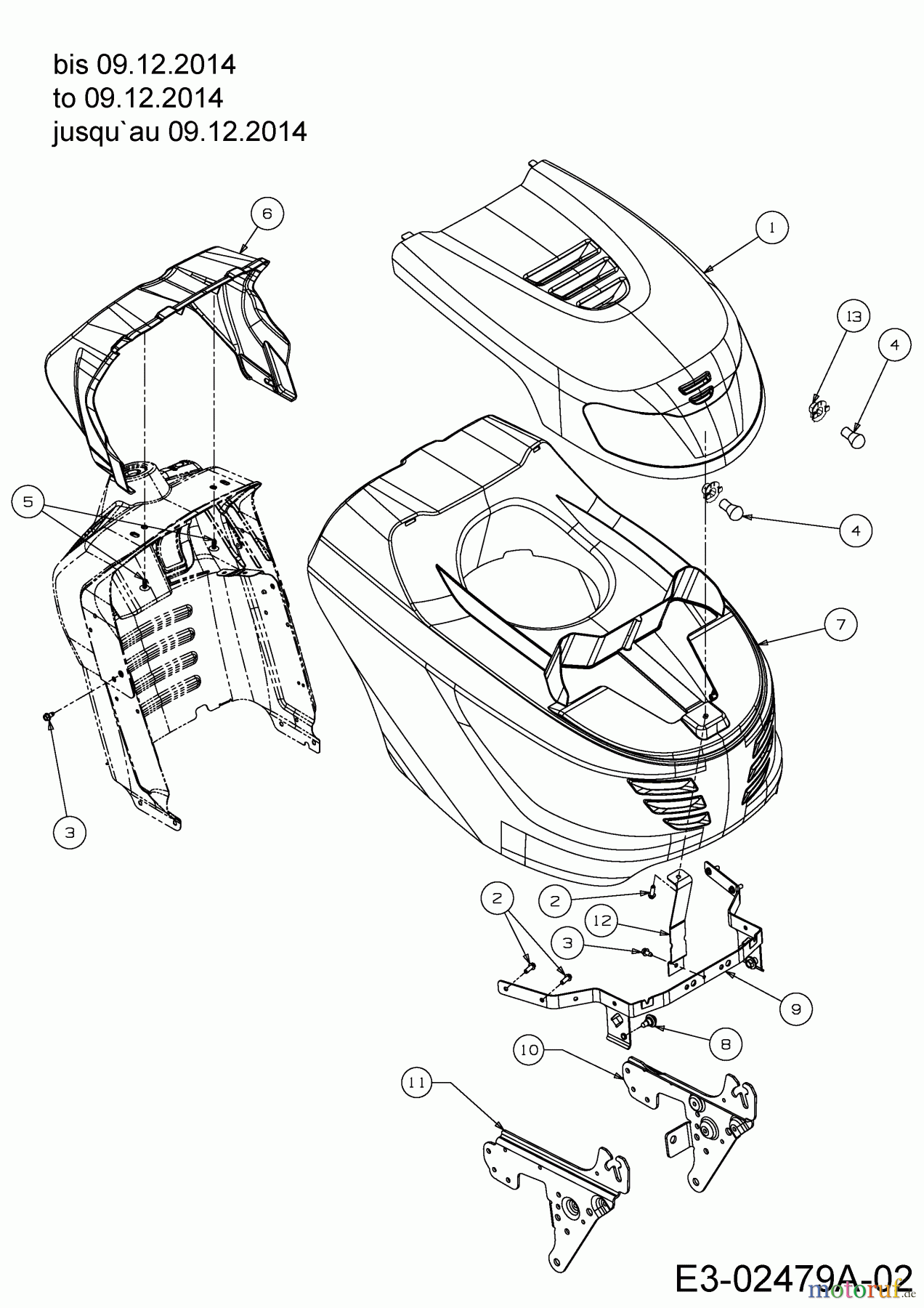  Colombia Lawn tractors PX 16 B 96 H 13HM79GF646  (2015) Engine hood G-Style to 09.12.2014