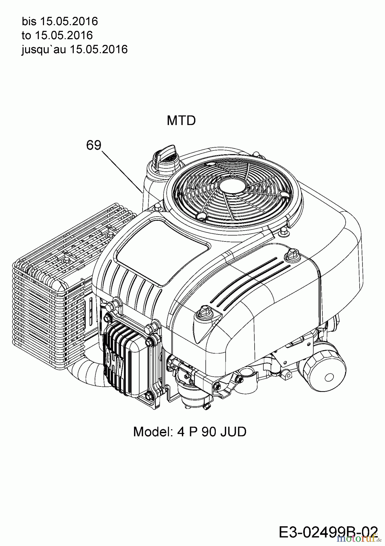  MTD Lawn tractors Yard Machines 38 13A2762F329  (2016) Engine MTD to 15.05.2016