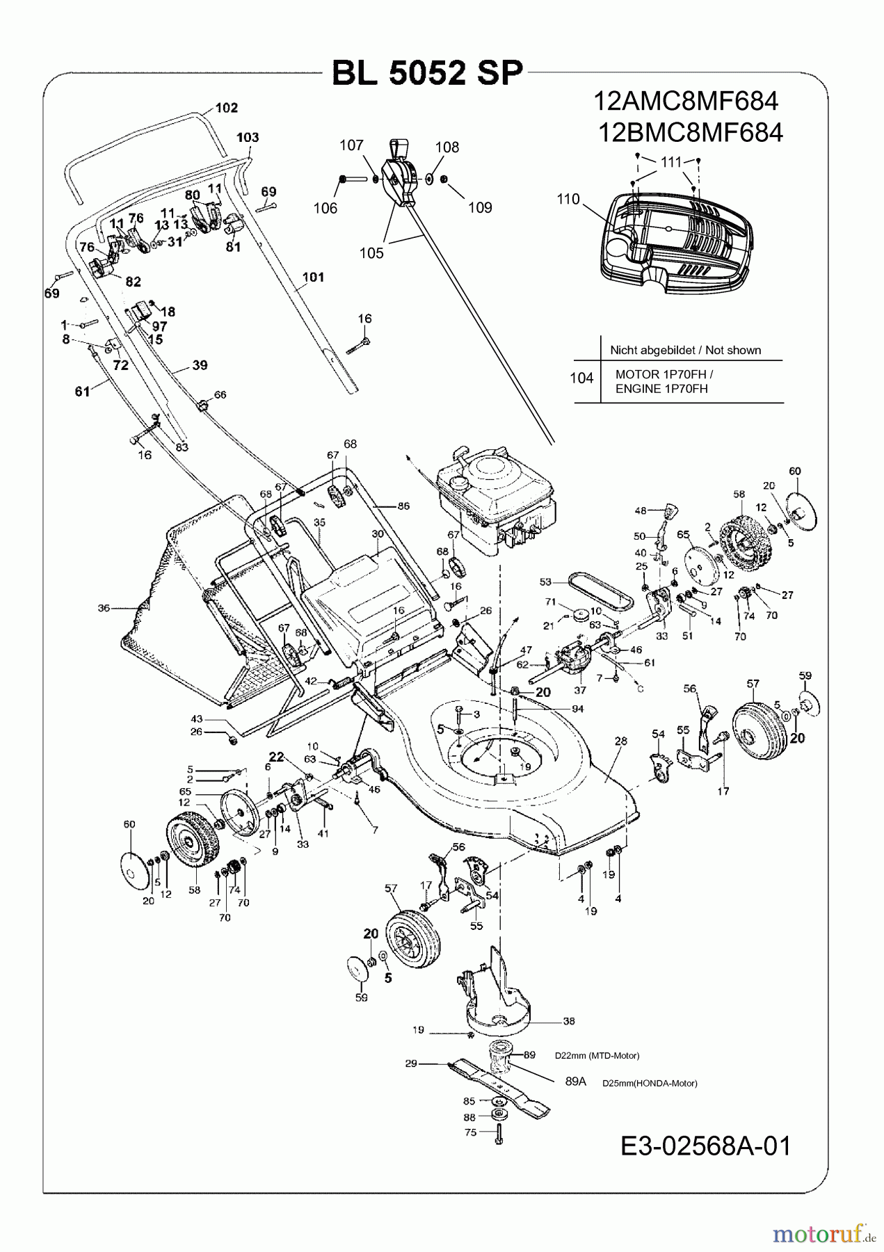  Bolens Motormäher mit Antrieb BL 5052 SP 12AMC8MF684  (2006) Grundgerät