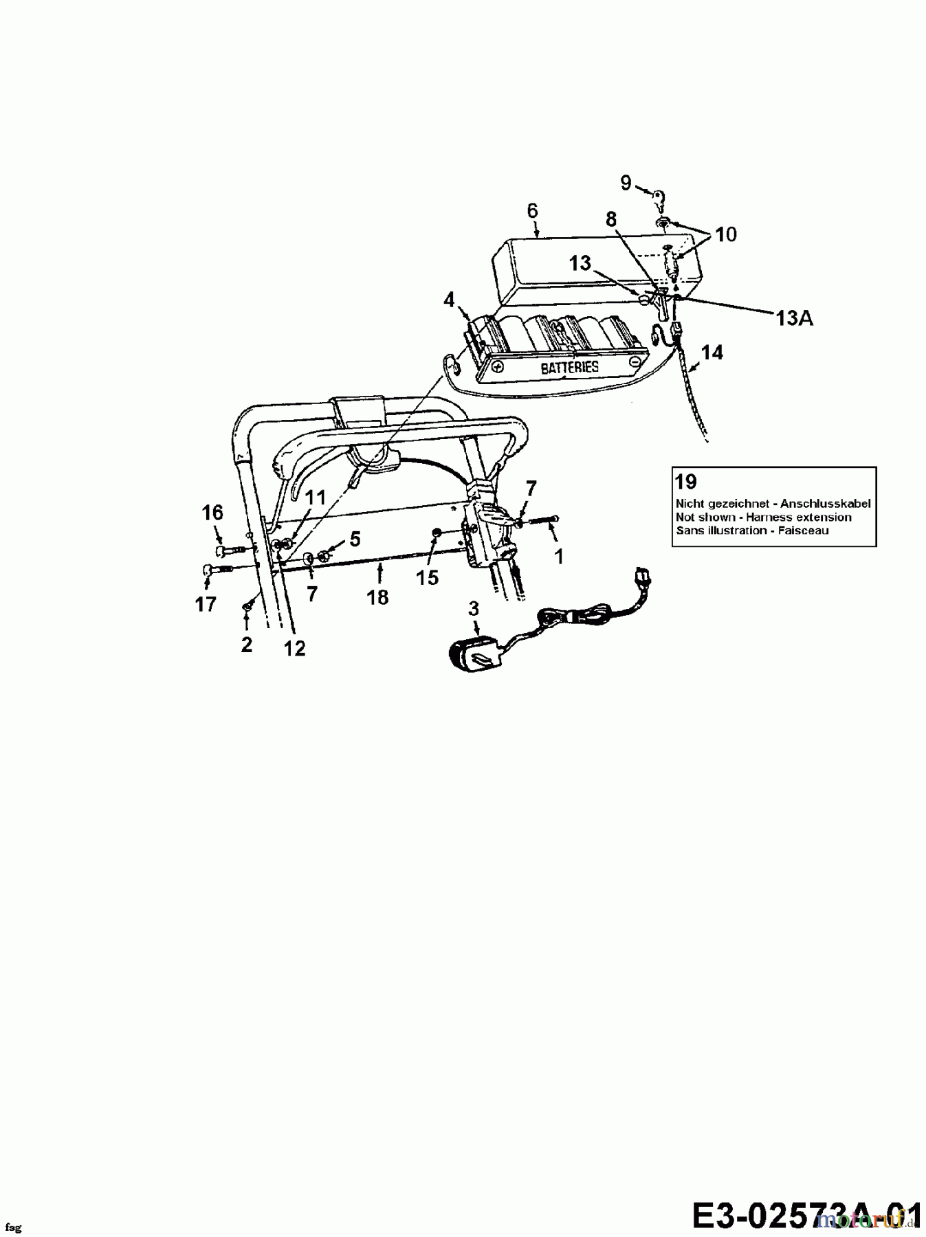 MTD Petrol mower self propelled GES 46 XE 124E648E678  (1994) Battery, Harness