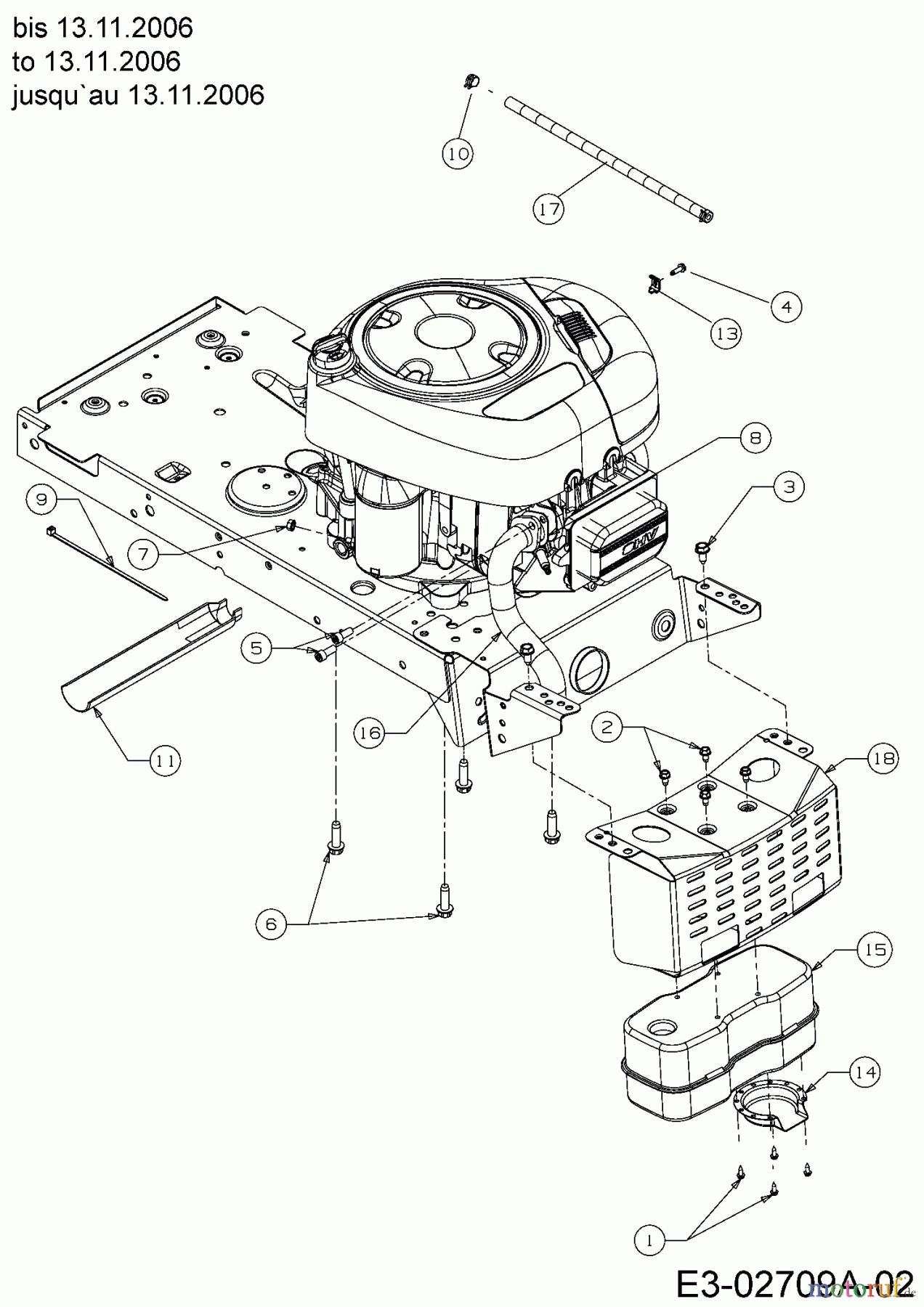  Yard-Man Lawn tractors TF 7135 13AH774F643  (2007) Engine accessories to 13.11.2006