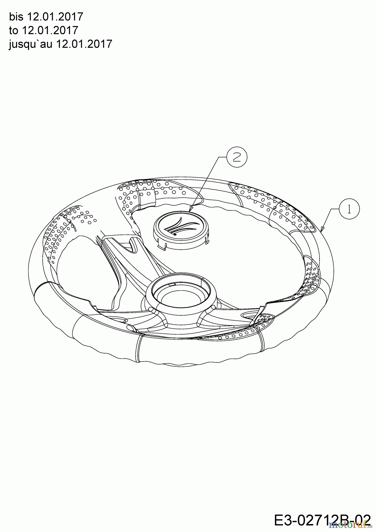 Helington Lawn tractors H 92 T 13H276KE686 (2017) Steering wheel to 12.01.2017