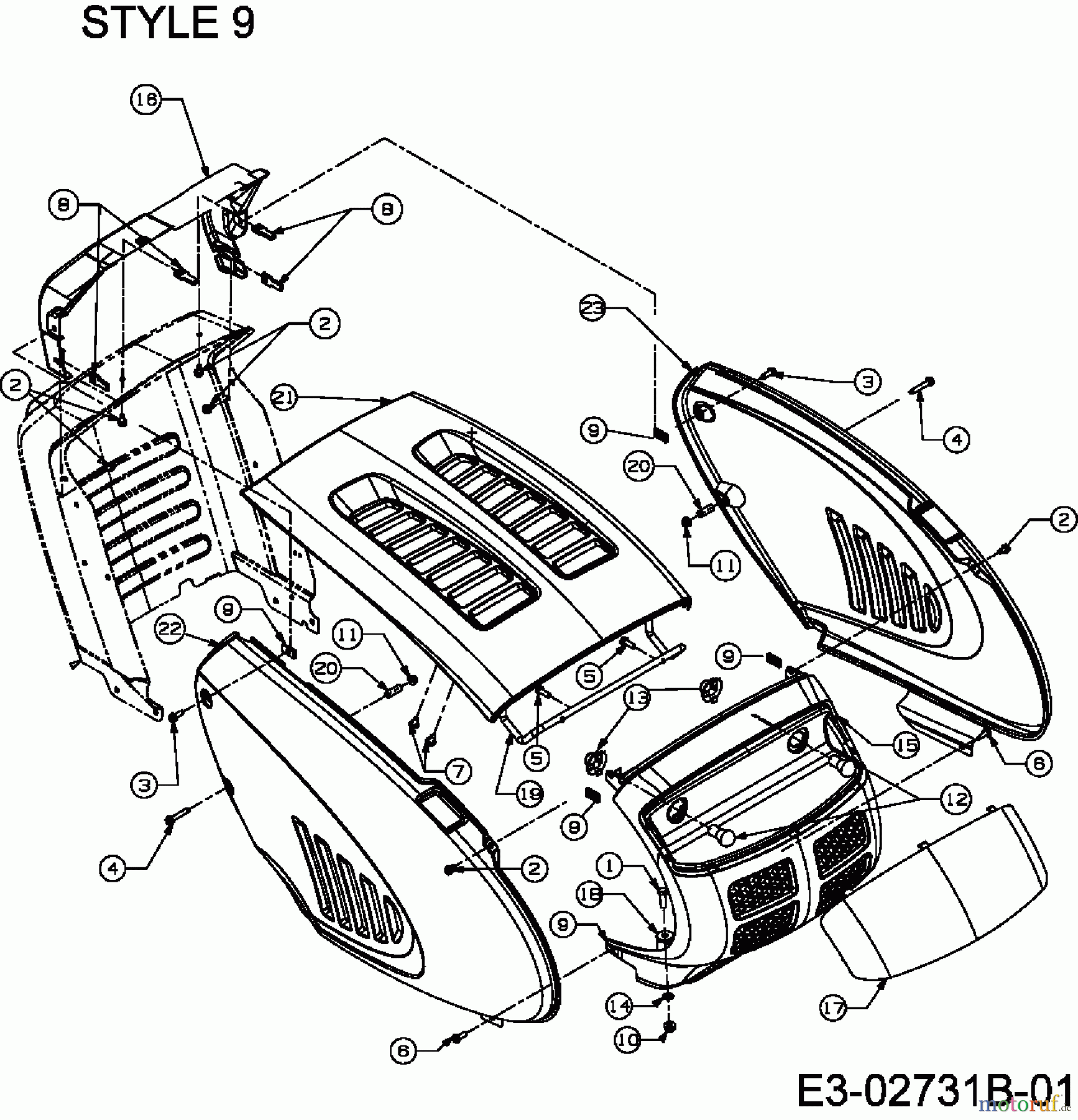  Efco Lawn tractors Formula 108/15.5 H 13AM799G637  (2007) Engine hood 9-Style