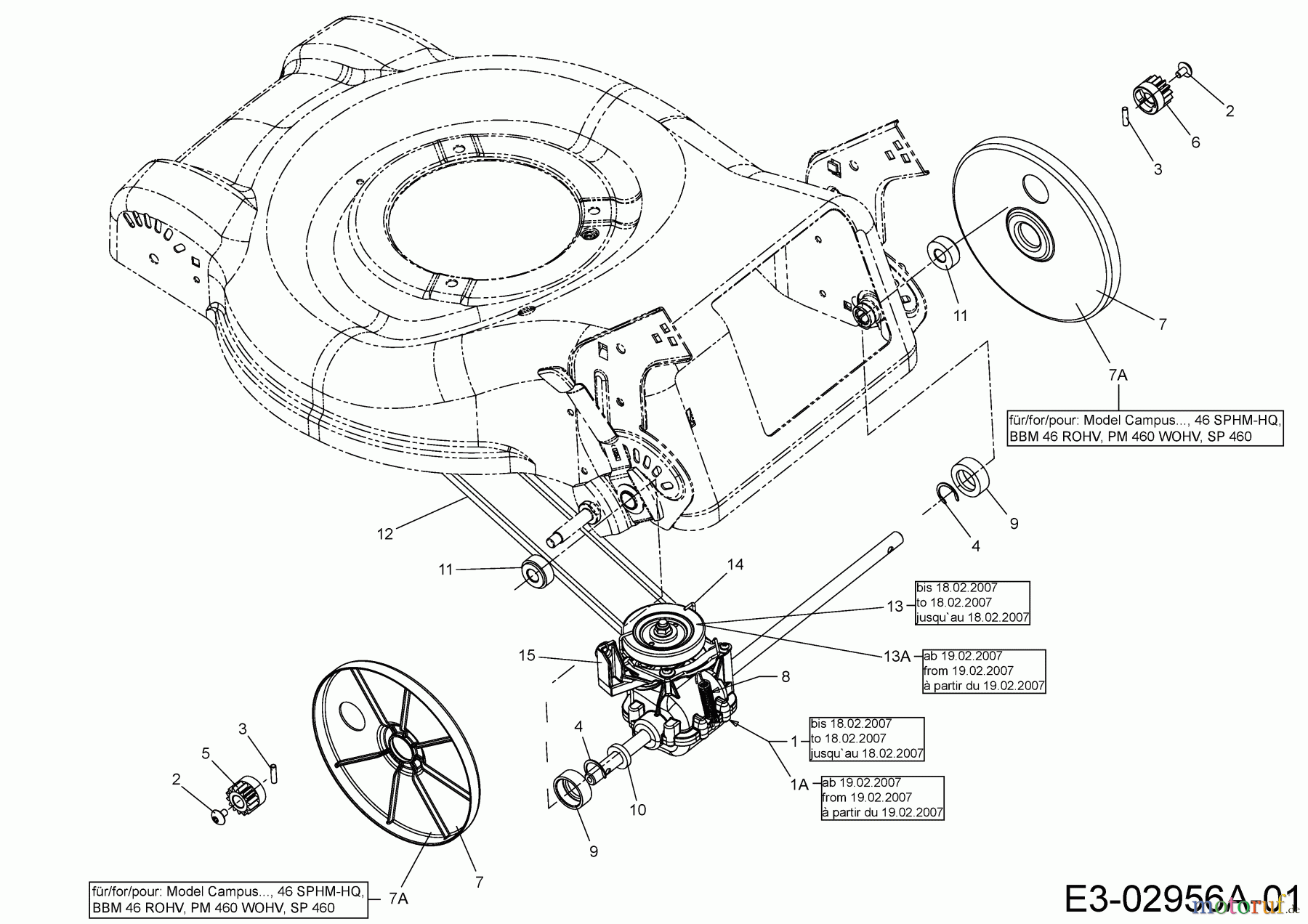  Mastercut Petrol mower self propelled SP 46 O 12C-J2MD657  (2007) Gearbox, Belt